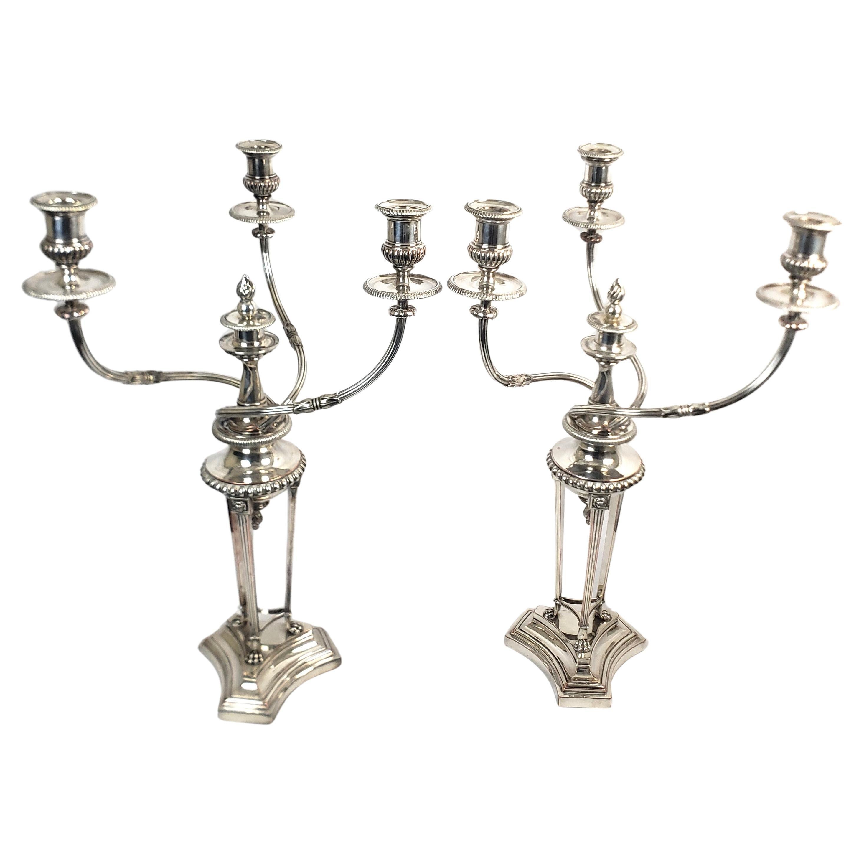 Pair of Huge Antique Matthew Boulton Regency Three Arm Silver Plated Candelabras