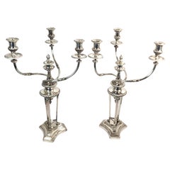 Pair of Huge Antique Matthew Boulton Regency Three Arm Silver Plated Candelabras