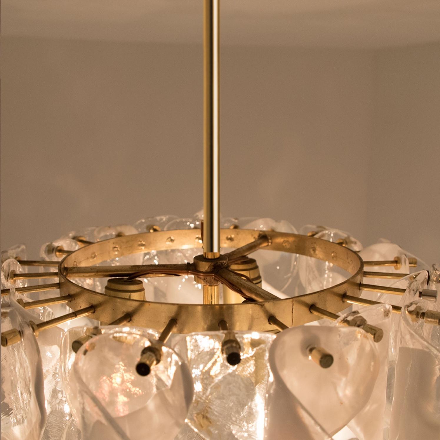 Pair of Huge Brass White Spiral Murano Glass 