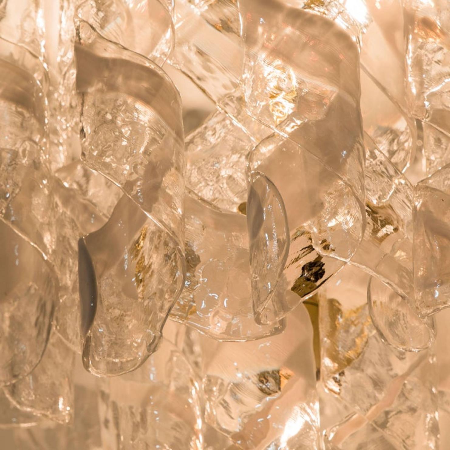 Mid-Century Modern Pair of Huge Brass White Spiral Murano Glass 