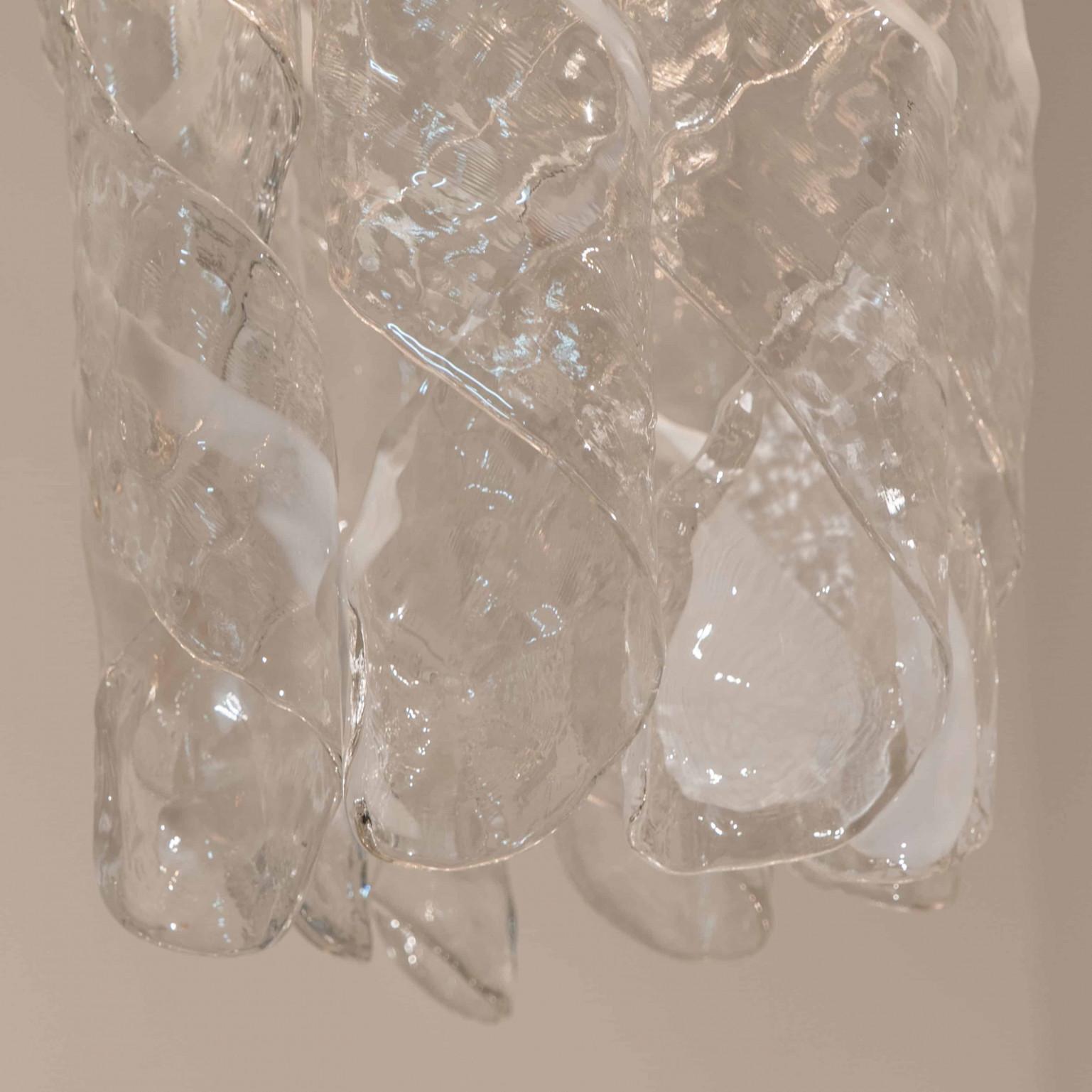 Pair of Huge Brass White Spiral Murano Glass 