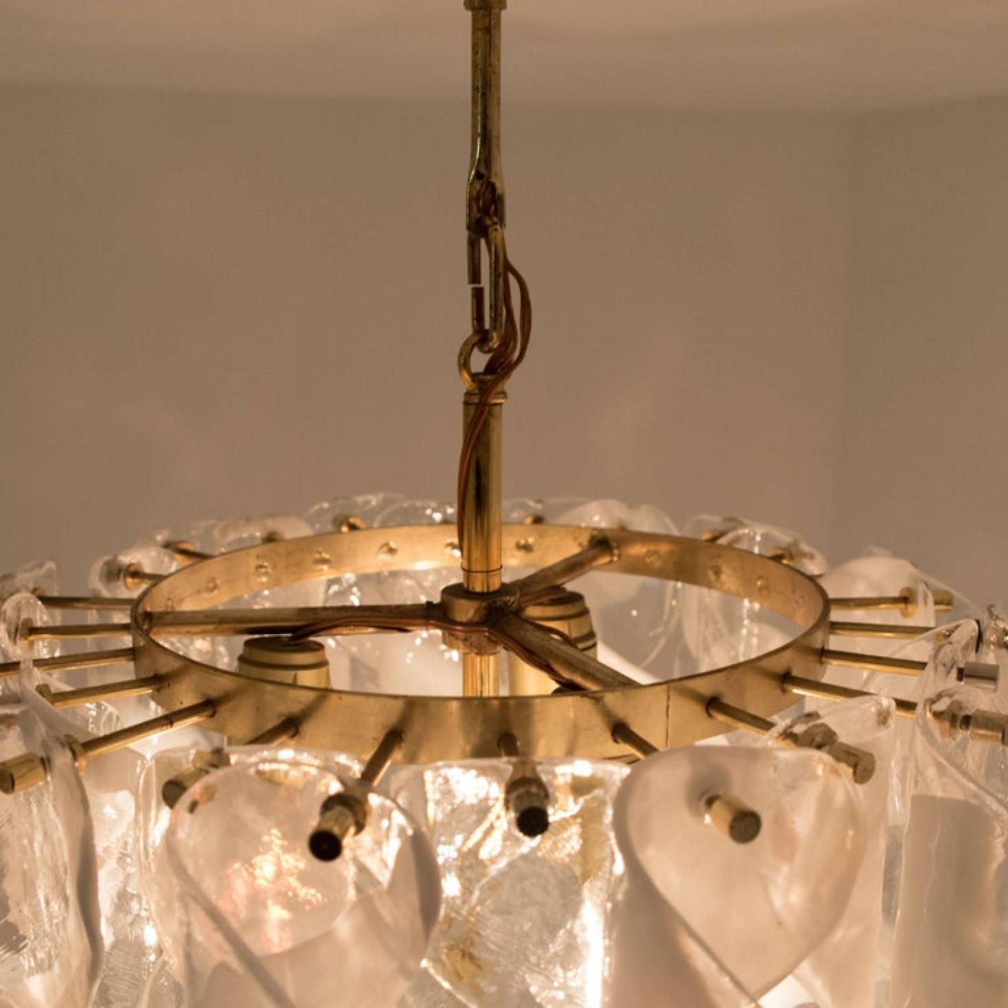 Pair of Huge Brass White Spiral Murano Glass 