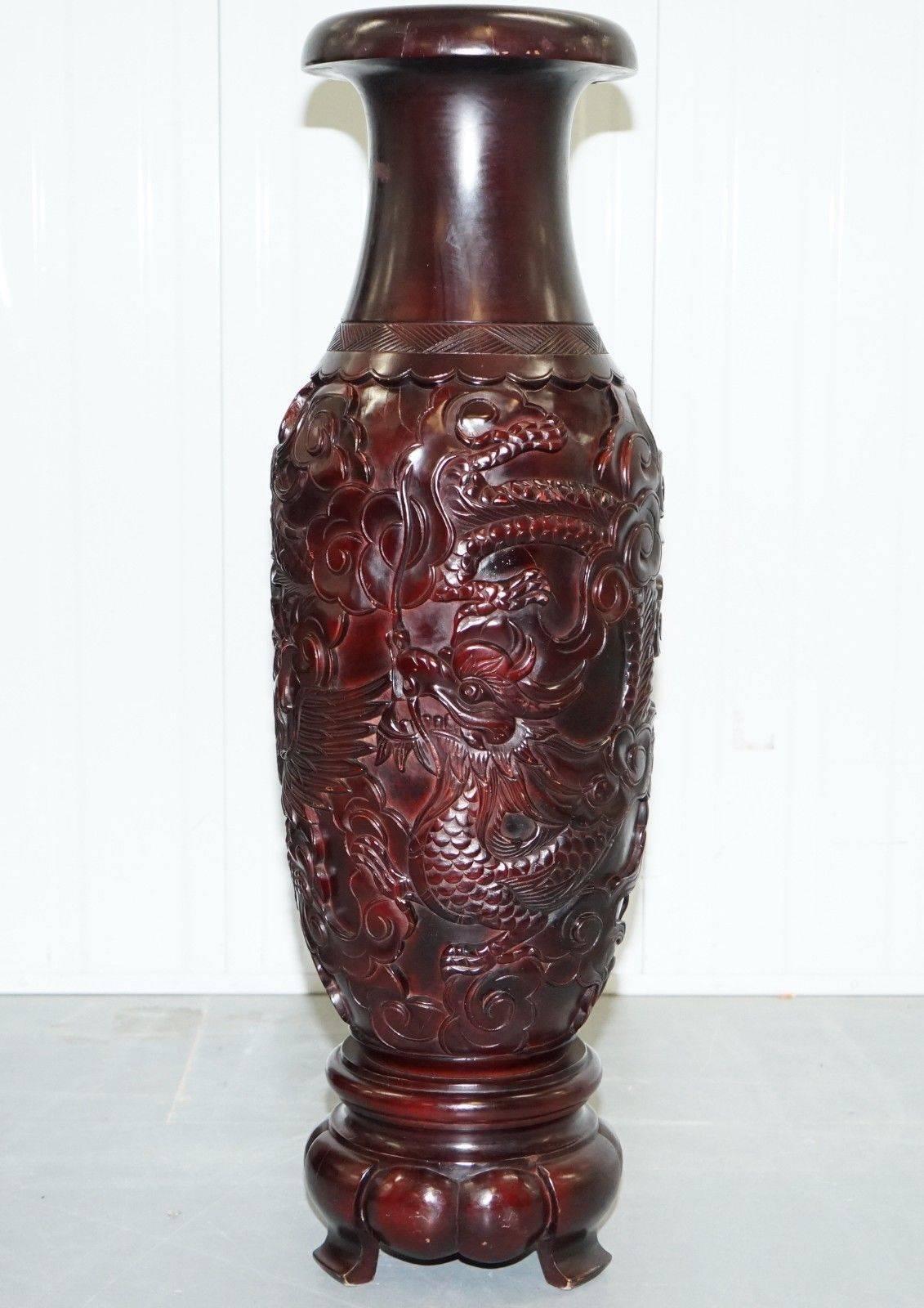 carved wooden vase