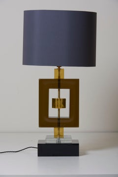 Pair of Huge Colored Murano Glass and Brass Table Lamps