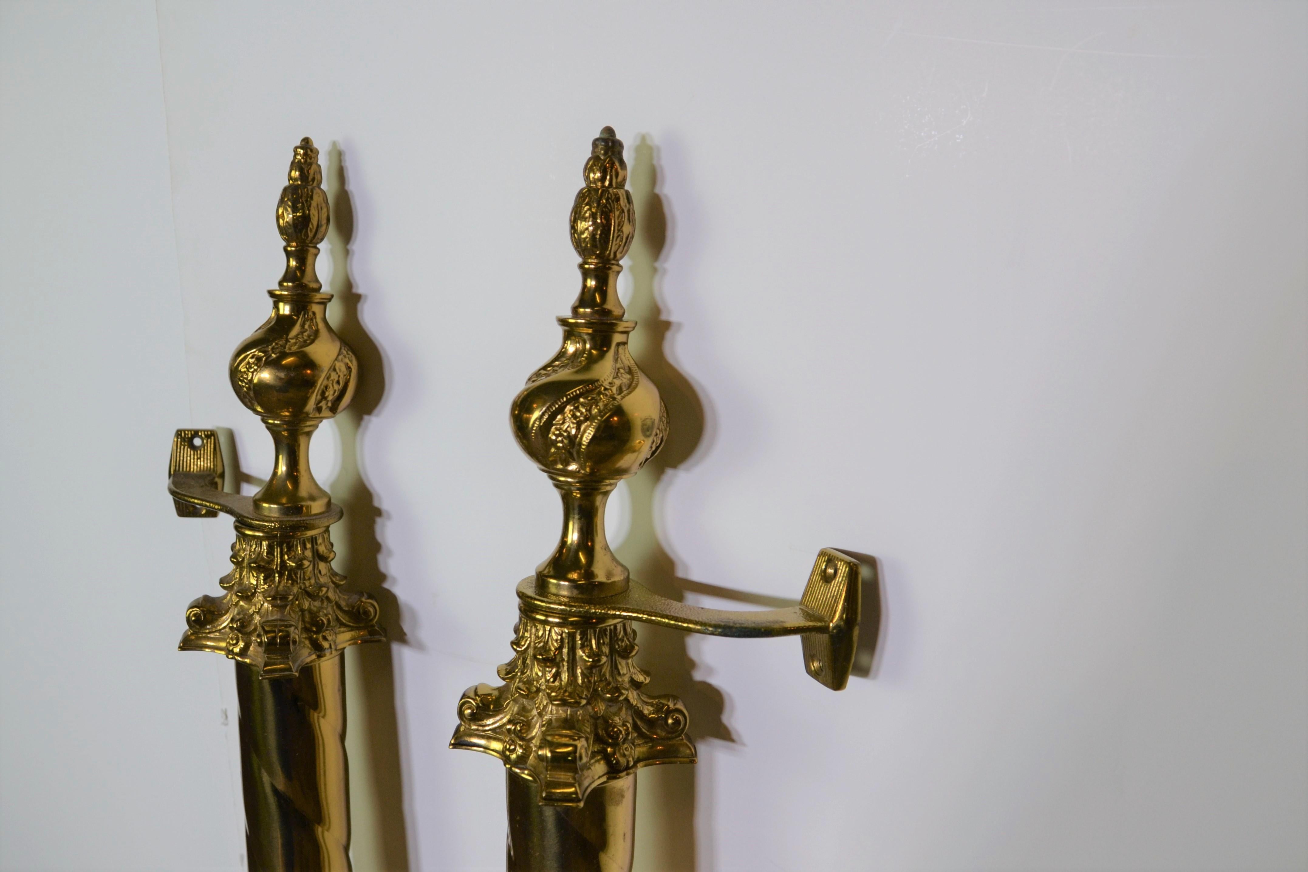 Pair of Huge Column Style Entrance Door Handles In Good Condition In Pomona, CA