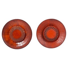 Pair of Huge Danish Ceramic Wall Lamps in Red, Denmark, 1960s