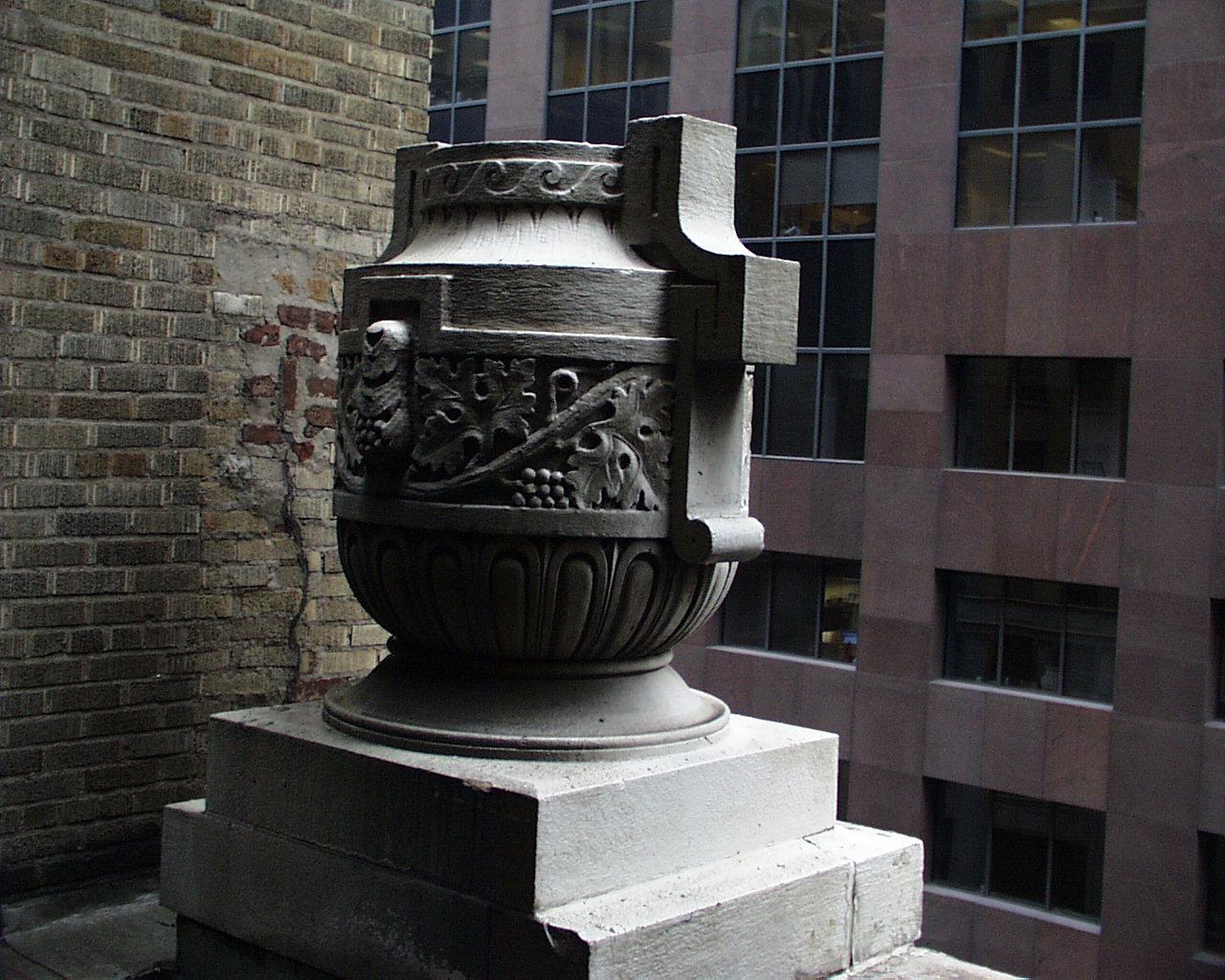 Hand-Carved 1927 Pair of Huge Hand Carved Limestone Acroteria Urns from Madison Ave