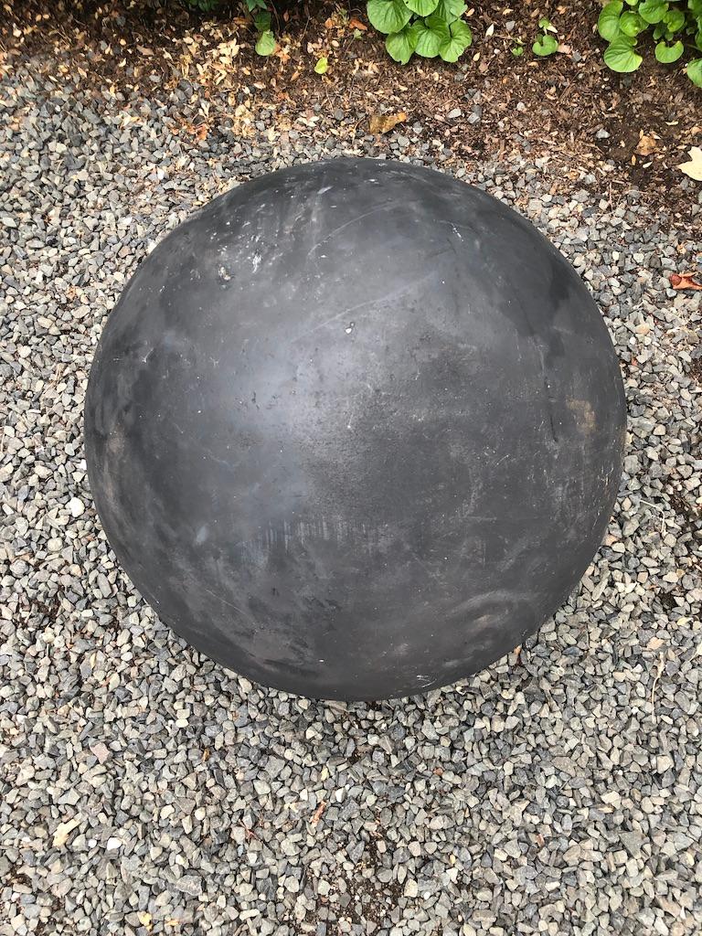 Pair of Huge 19th C English Hand Carved Sandstone Spheres Painted Matte Black 7