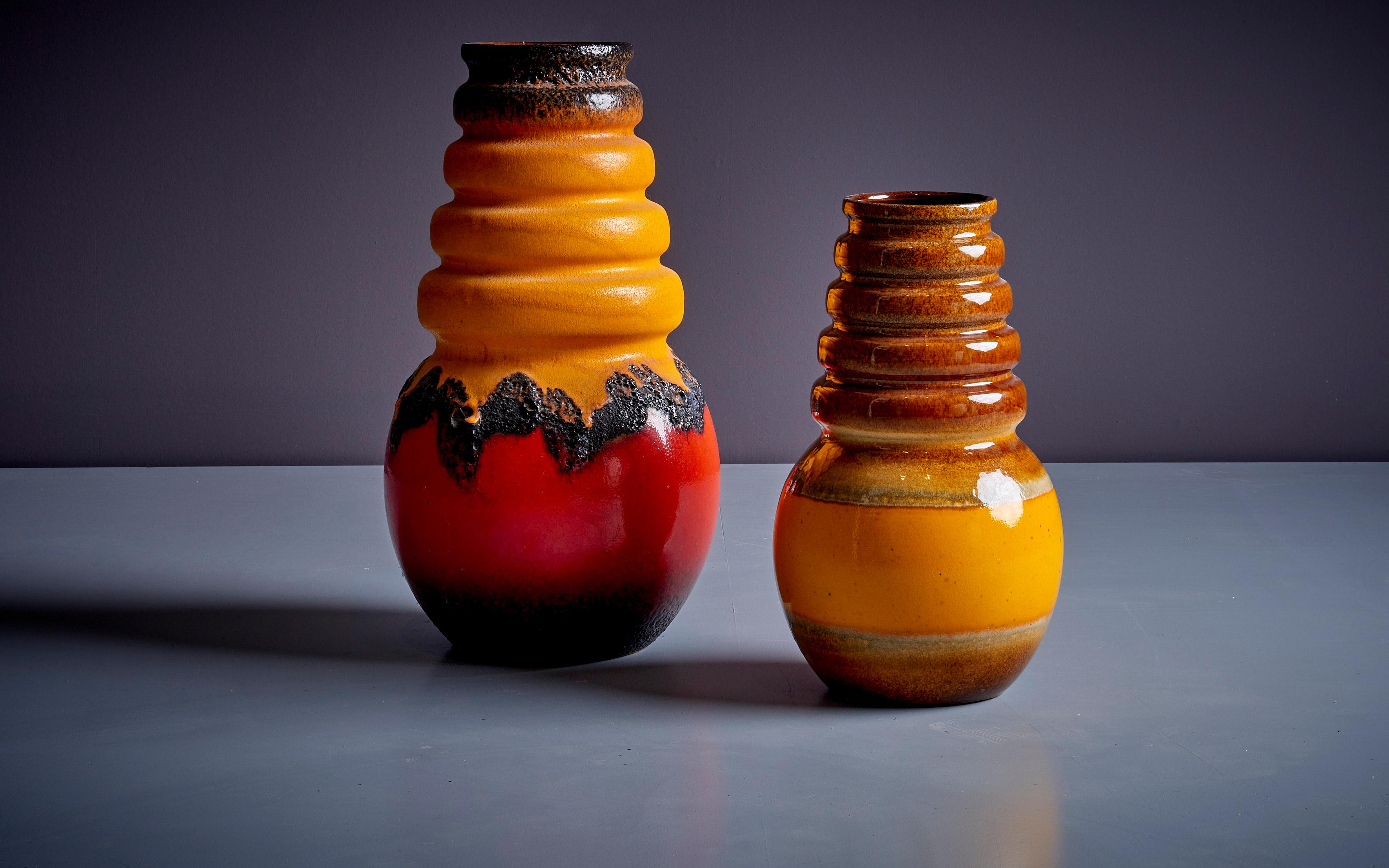 Pair of Huge Fat Lava Ceramic Vases, West-Germany, 1960s For Sale 7