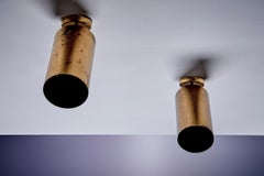 Paire d'énormes lampes murales françaises des années 1950 en laiton par Parscot