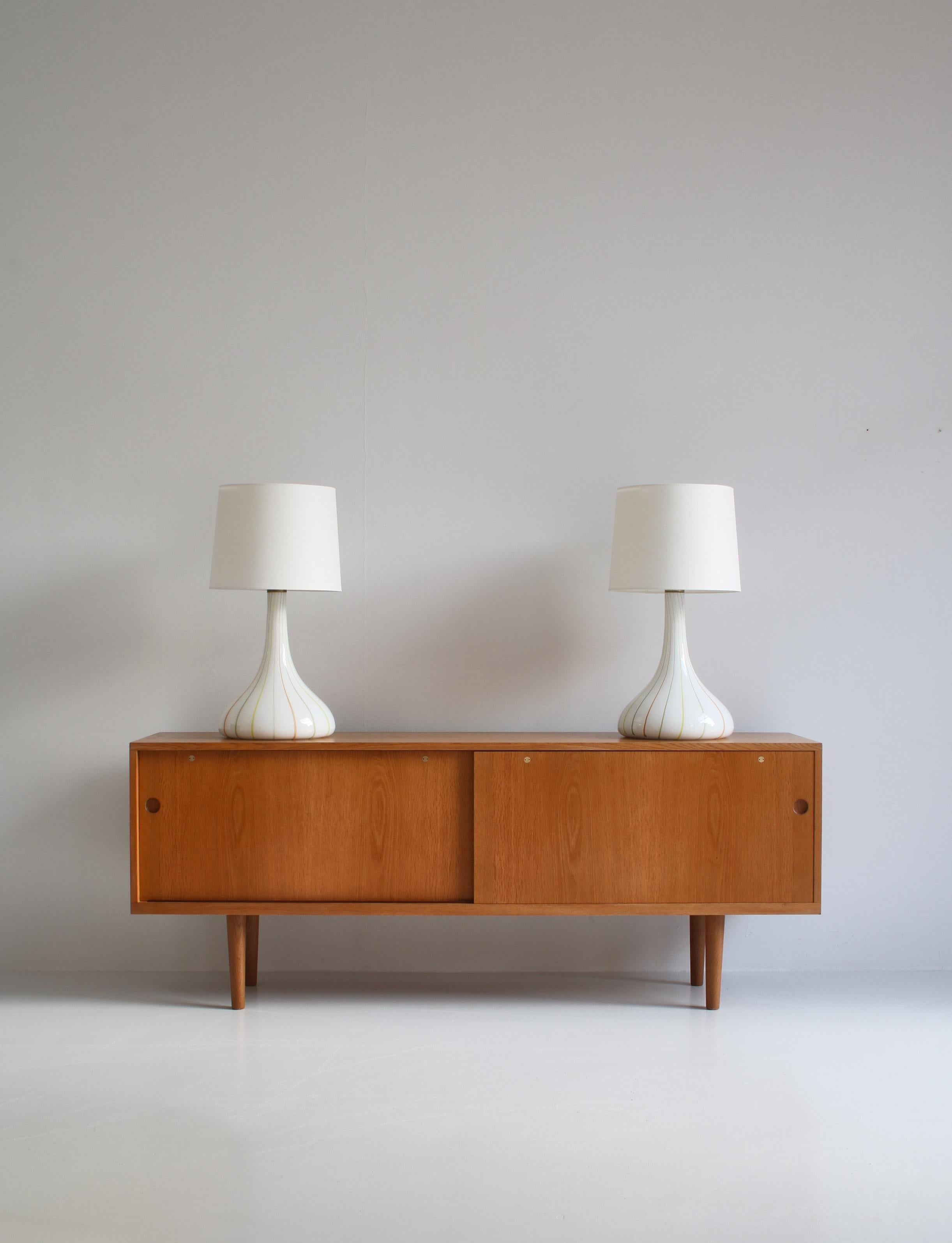 Scandinavian Modern Pair of Huge Glass Table Lamps Model 
