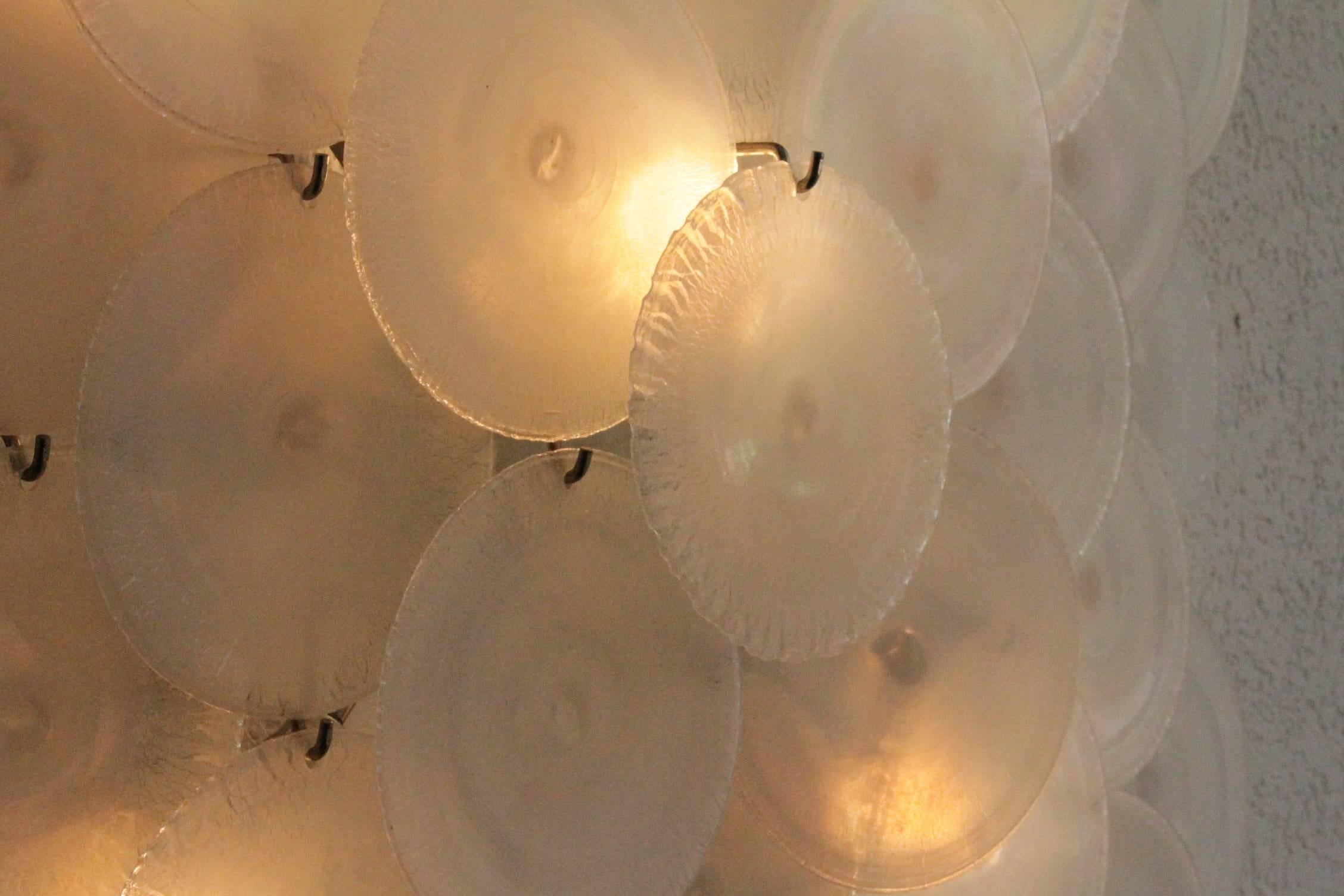 Pair of Huge Iridescent Disc Wall Lamps by Vistosi In Excellent Condition In Geneva, CH