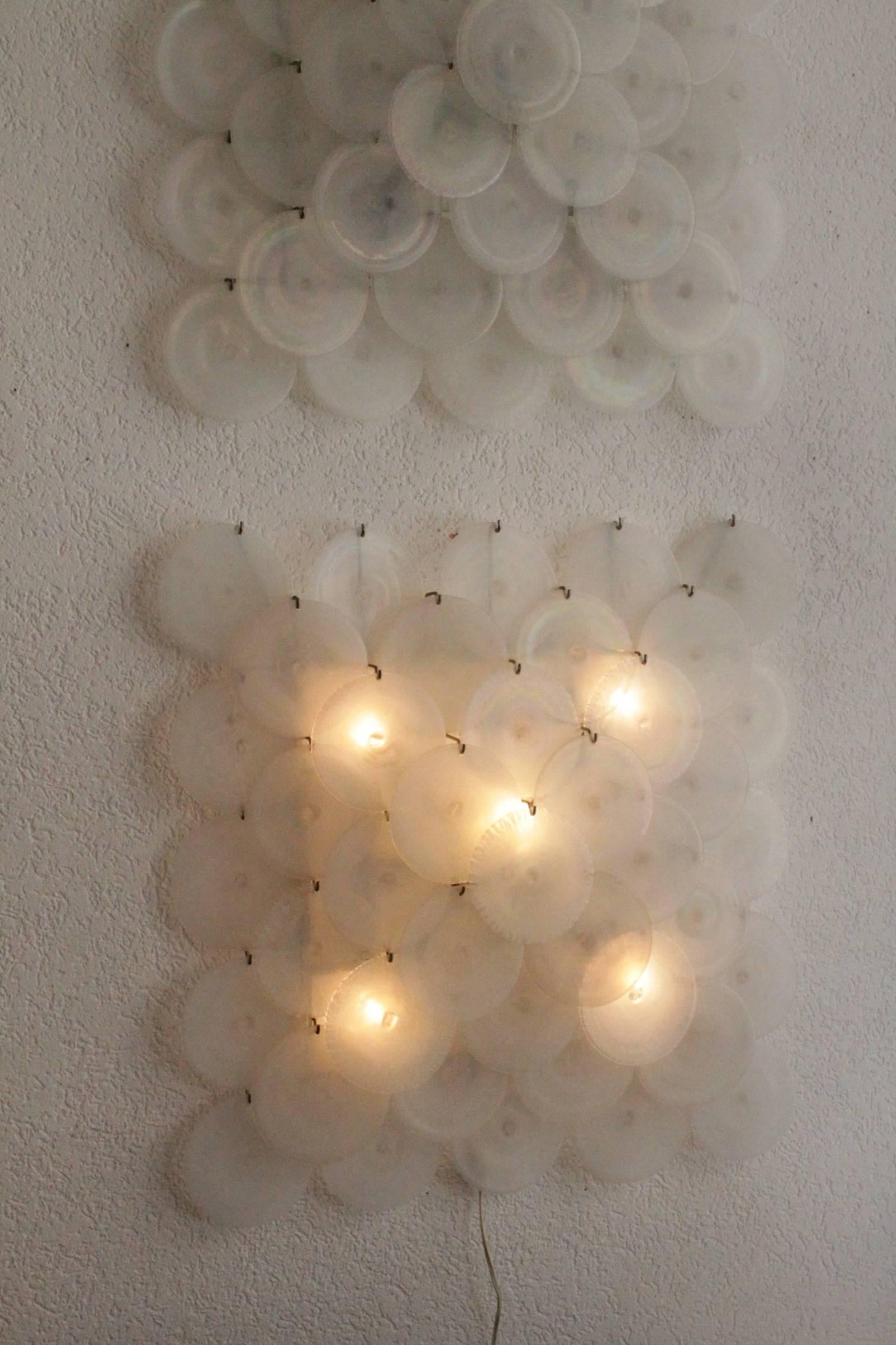 Late 20th Century Pair of Huge Iridescent Disc Wall Lamps by Vistosi