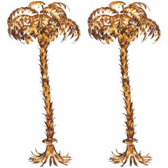 Pair of Huge Matched Hans Kögl Palm Tree Floor Lamps