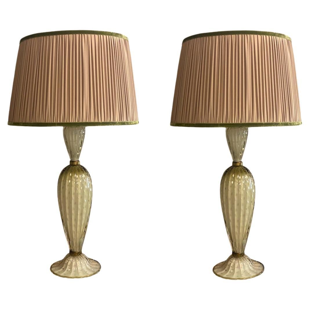 Pair of Huge Mid-Century  Murano Glass Table Lights by Barovier & Toso  1950' For Sale