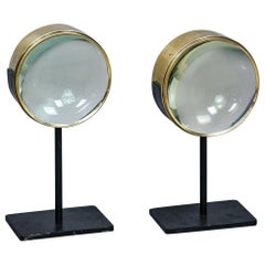 Pair of Huge Mounted Magnifying Lenses