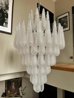 Pair of Huge Murano Chandeliers in the of style of Venini