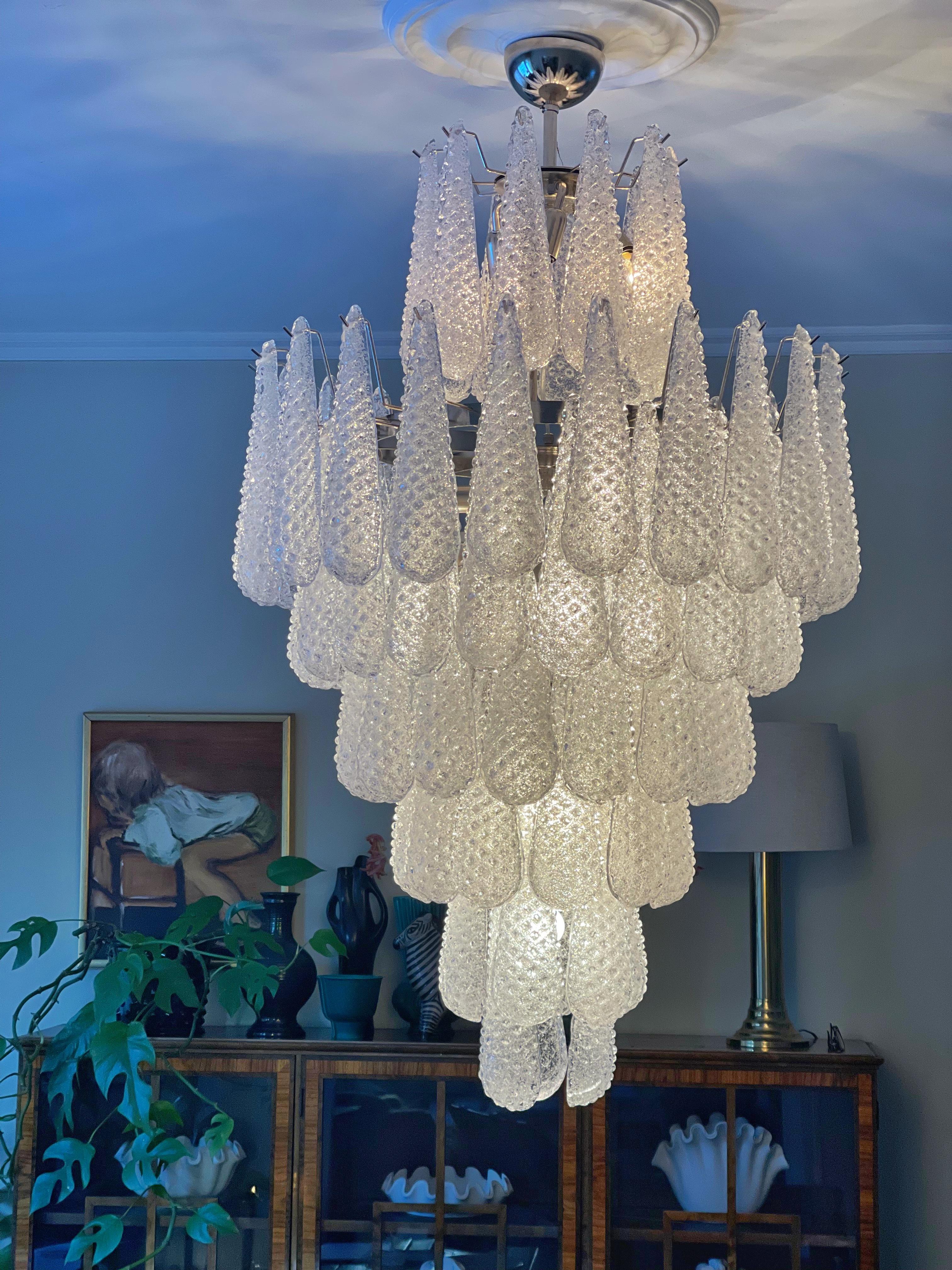 Fine XX secolo Coppia di enormi lampadari di Murano nello stile di Venini in vendita