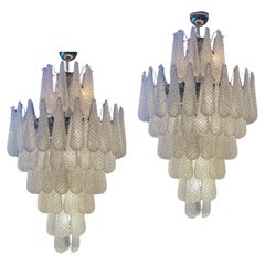 Pareja de enormes arañas de Murano al estilo de Venini