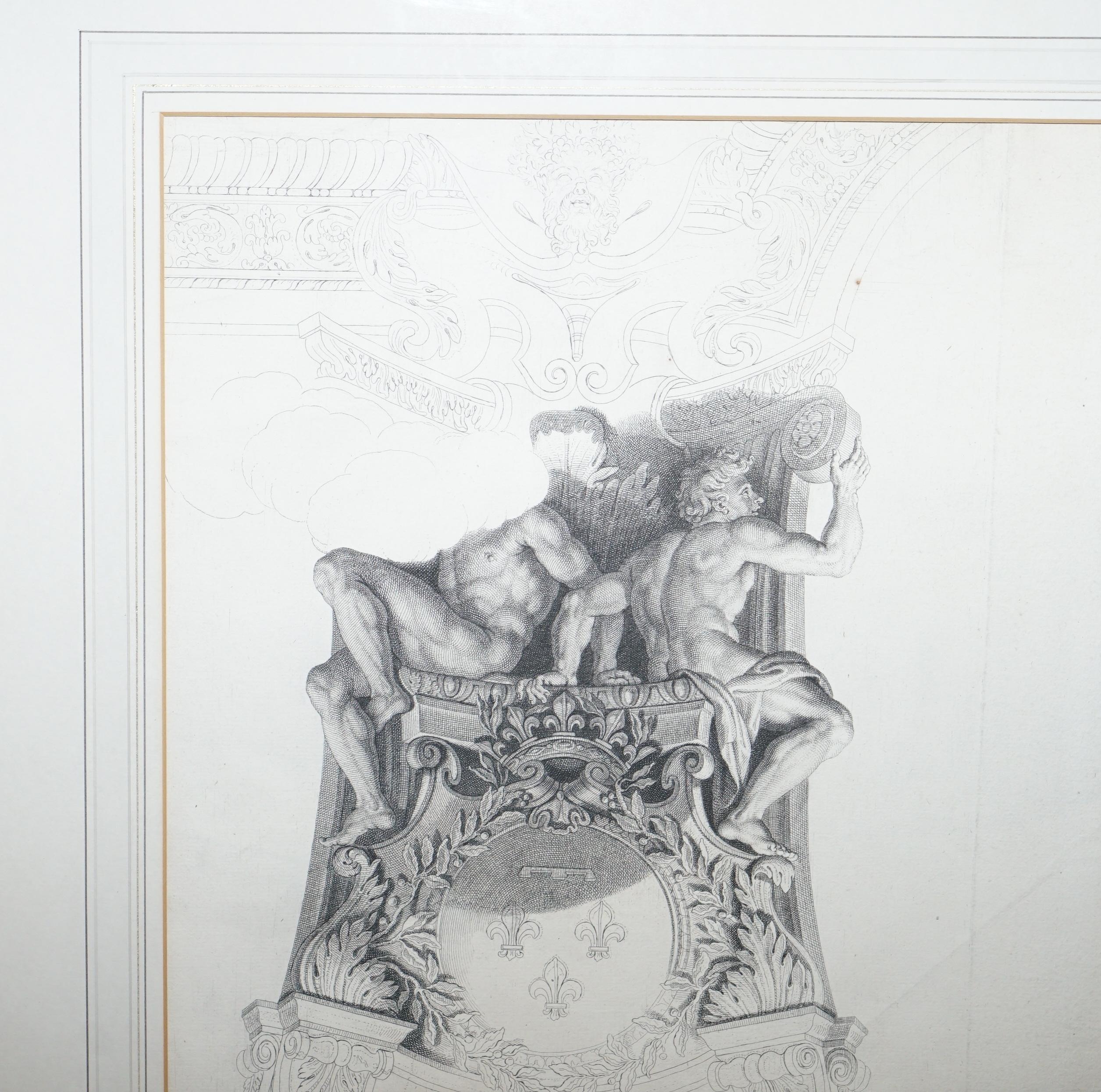 Paire d'énormes estampes originales en cuivre Pierre Mignard '1612-1695' datant d'environ 1660 en vente 12