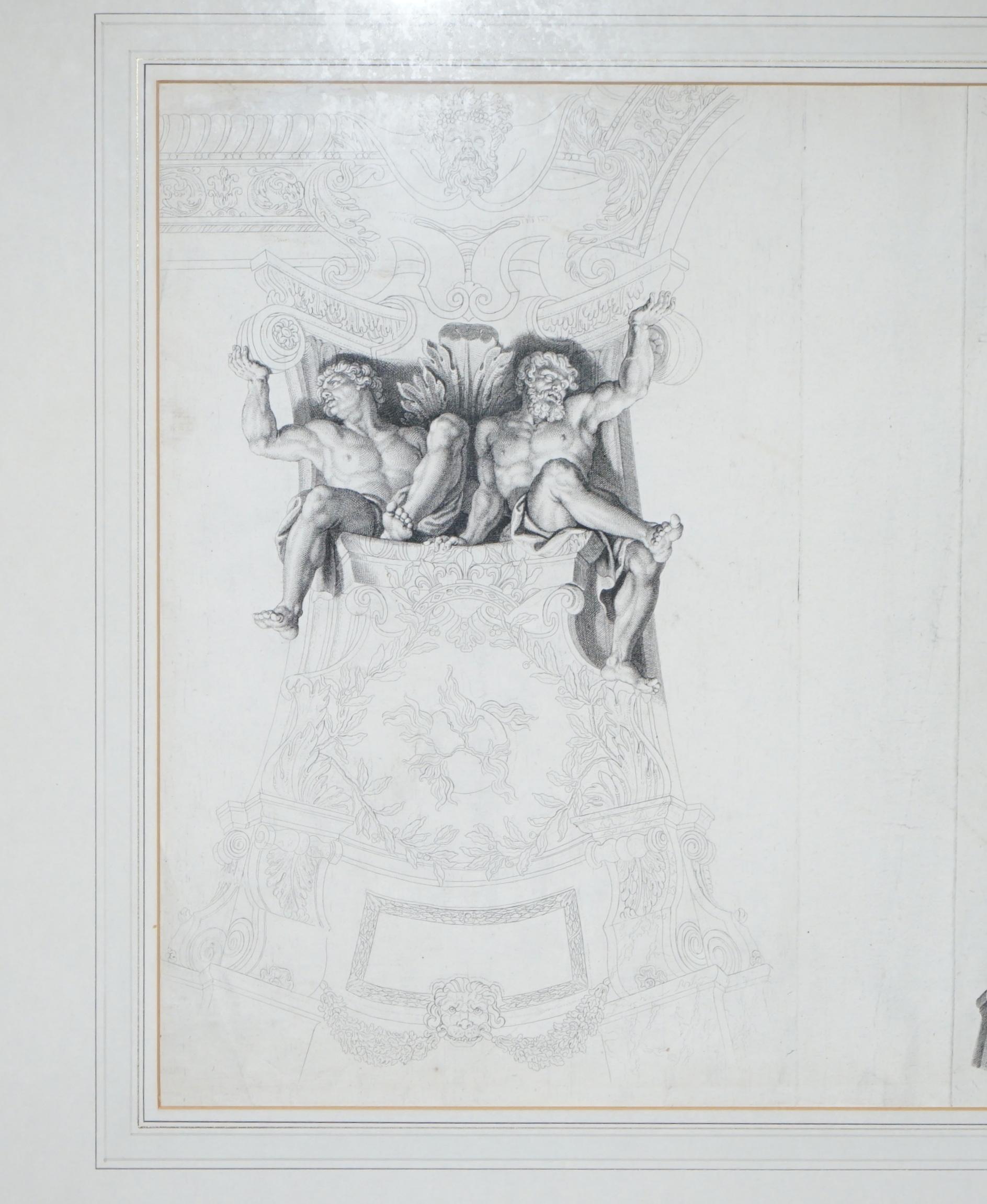Mid-17th Century Pair of Huge Original Circa 1660 Pierre Mignard '1612-1695' Copper Plate Prints For Sale
