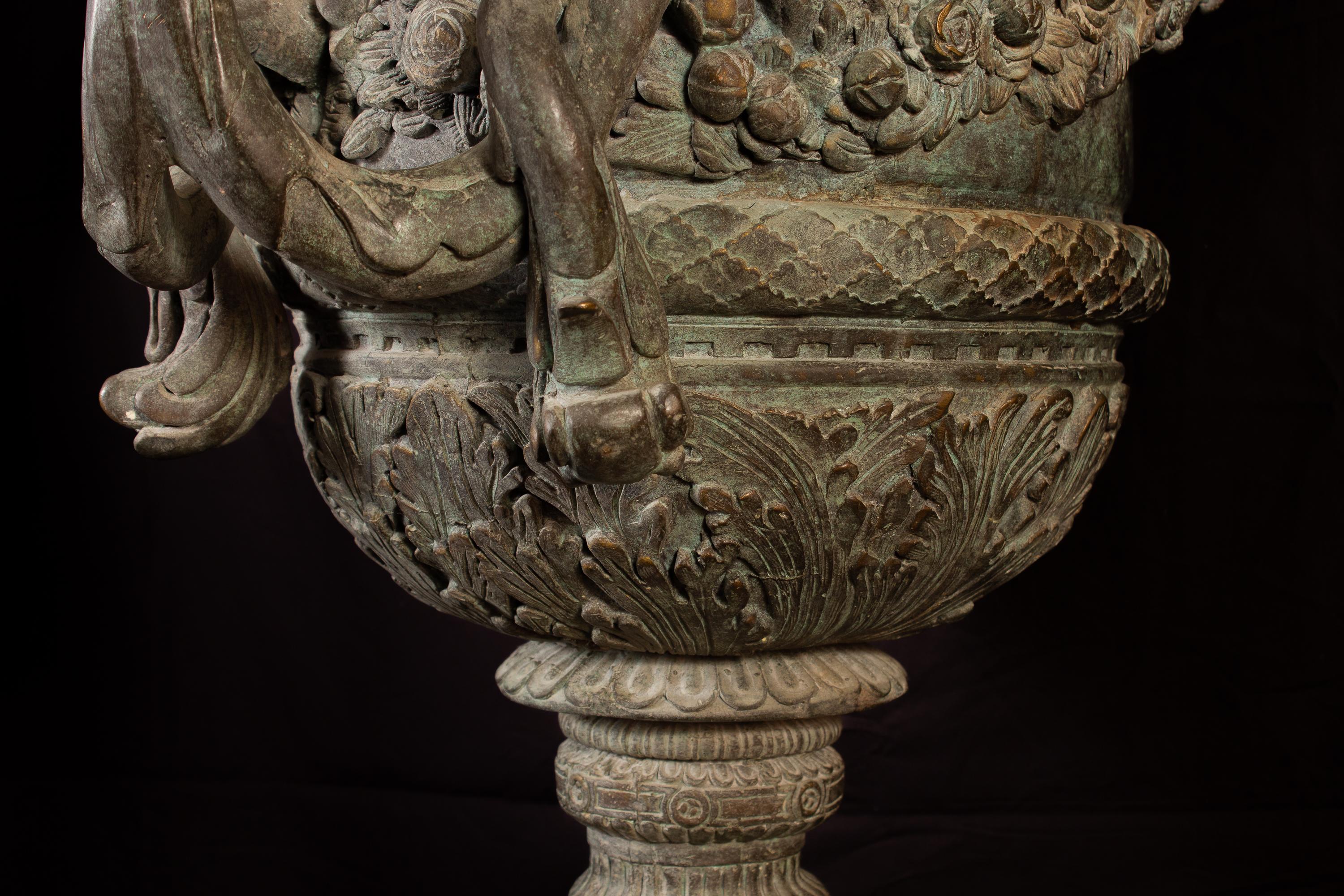 Pair of Huge Renaissance Revival Bronze Ewers or Vases 7
