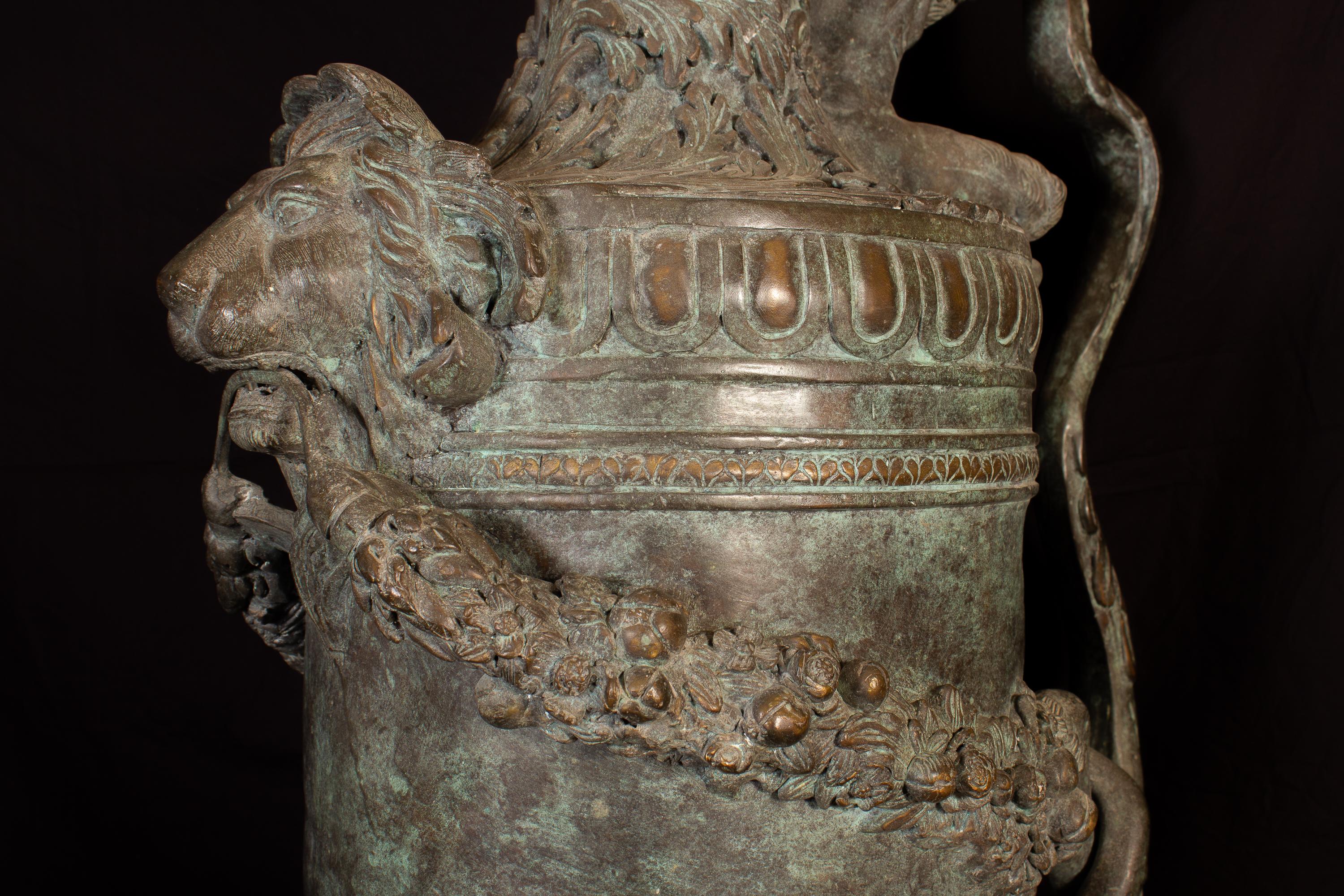 Pair of Huge Renaissance Revival Bronze Ewers or Vases 1