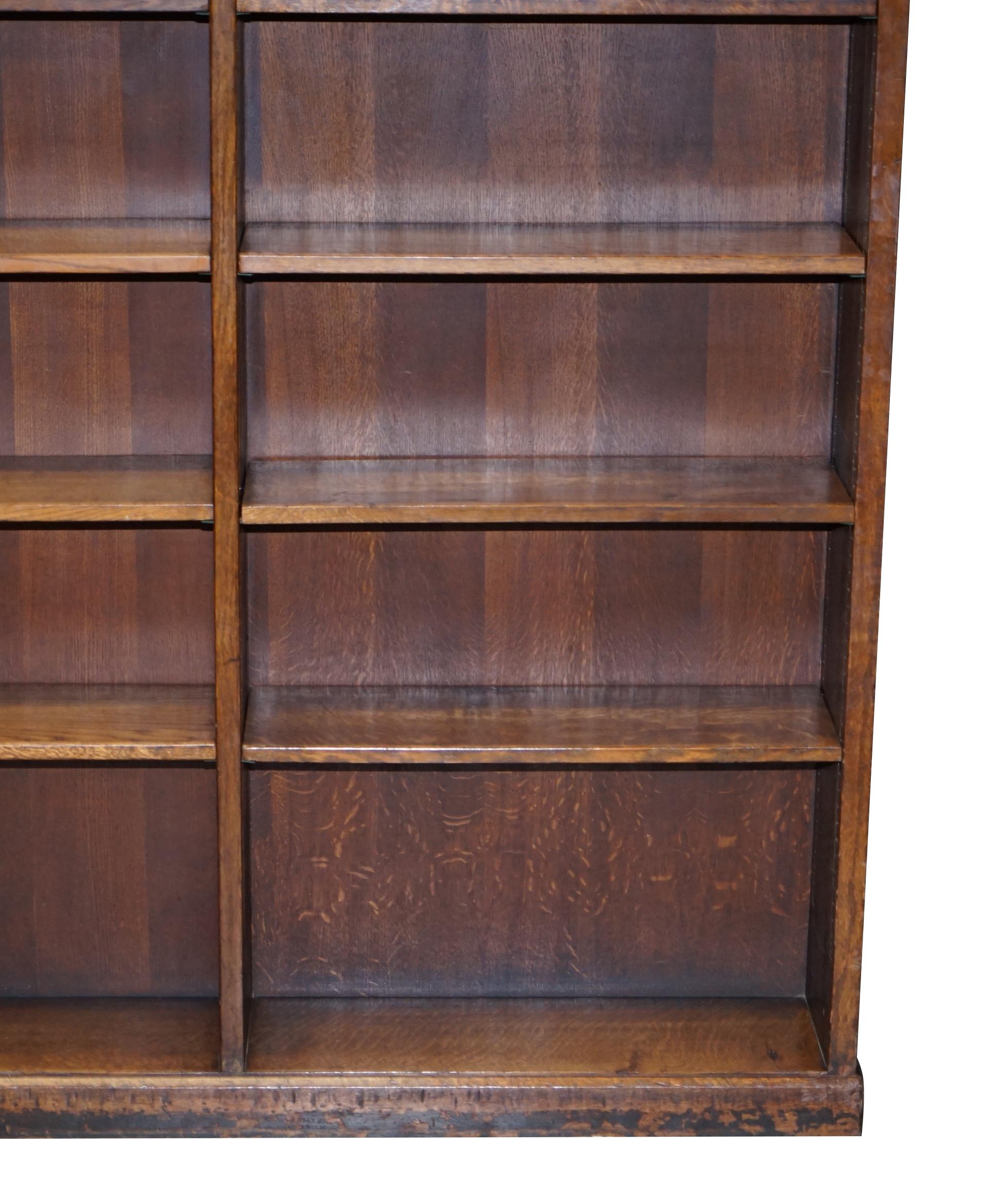 Pair of Huge Solid Oak English circa 1880 Double Sided Library Study Bookcases 14