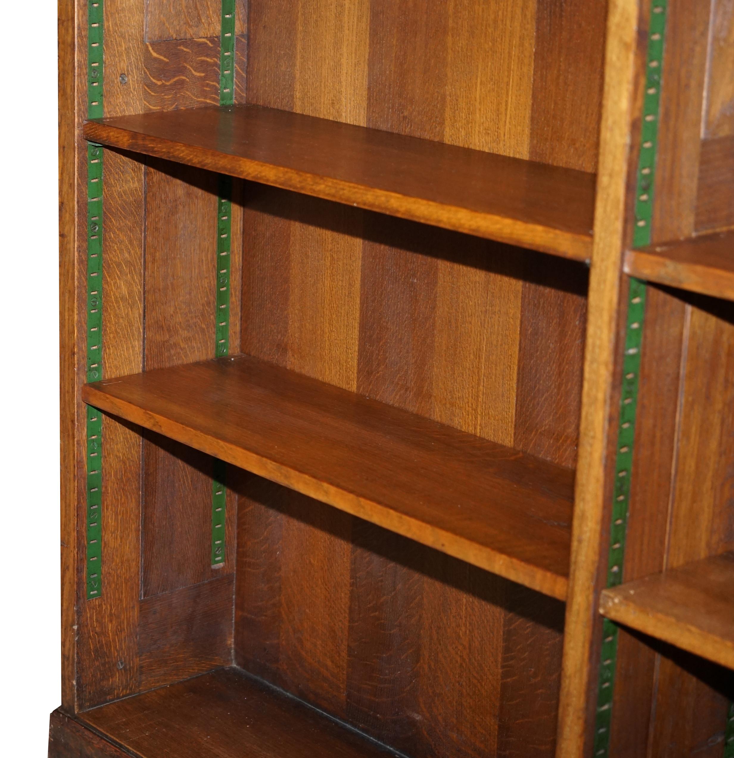 Pair of Huge Solid Oak English circa 1880 Double Sided Library Study Bookcases 3