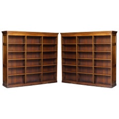 Pair of Huge Solid Oak English circa 1880 Double Sided Library Study Bookcases