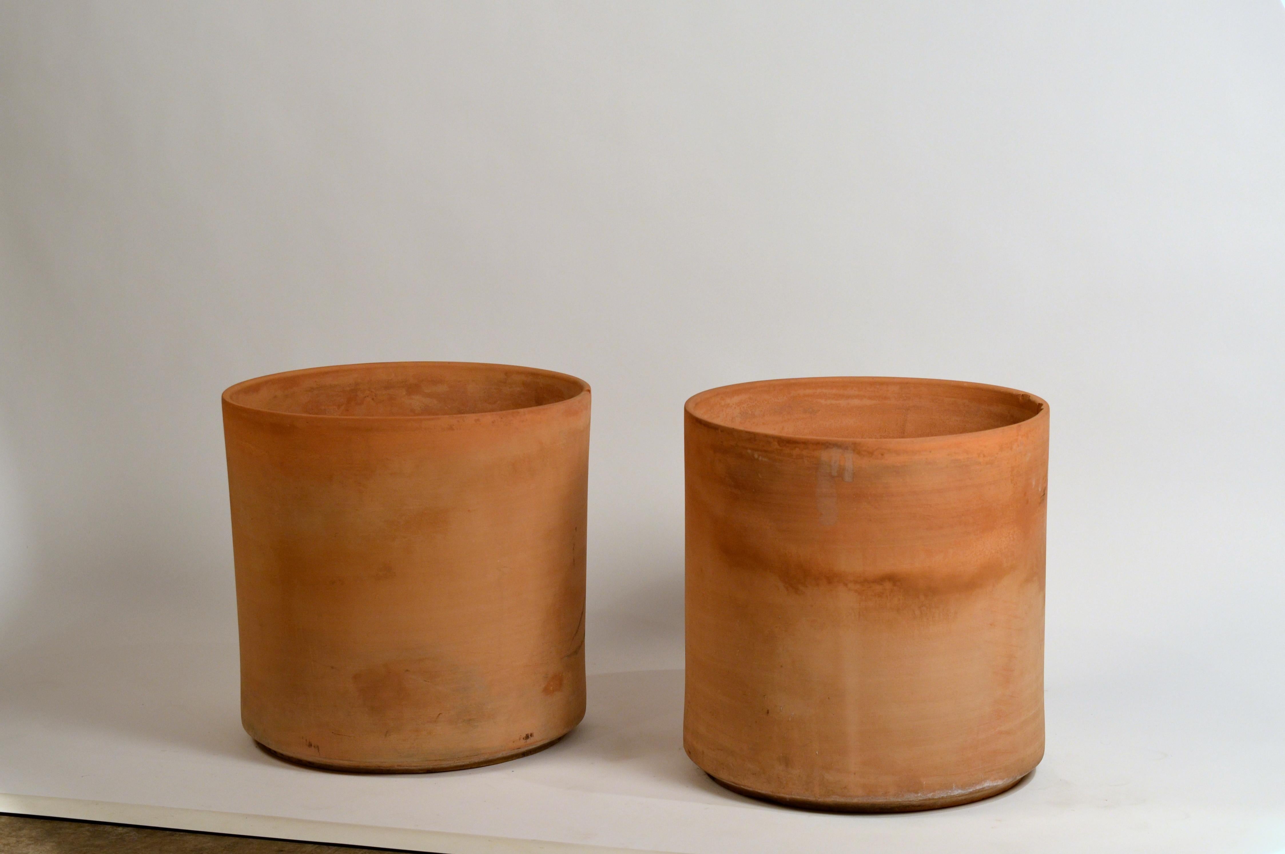 Mid-Century Modern Pair of Huge Unglazed Architectural Terracotta Planters by Gainey Ceramics