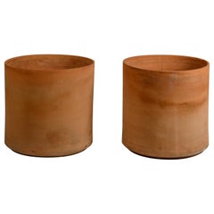 Pair of Huge Unglazed Architectural Terracotta Planters by Gainey Ceramics