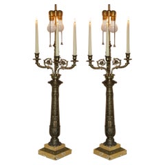 PAIRE DE GRANDS MAGASINS TALL WARREN KESSLER NEW YORK 4 BRANCH CANDELABRA TABLE DE 105 cm