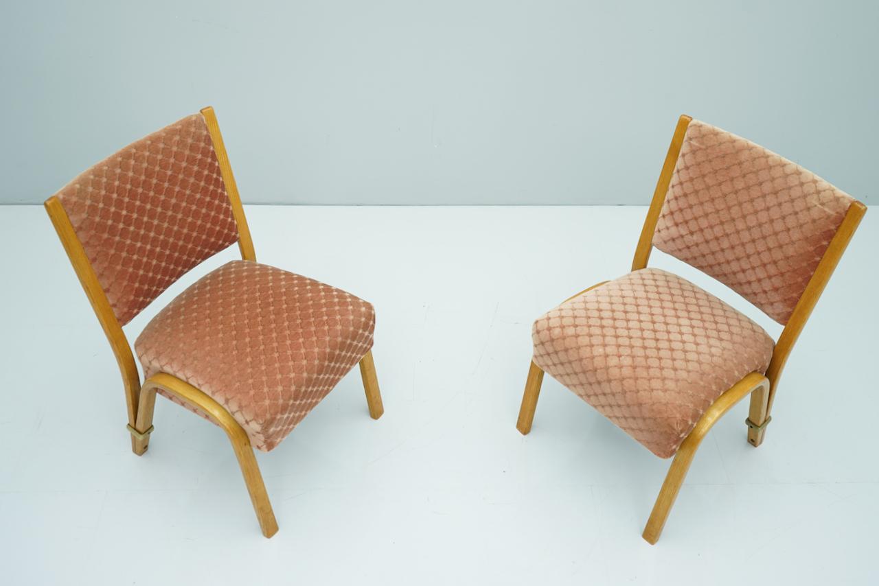 Mid-Century Modern Pair of Hugues Steiner Chairs, France, 1950s For Sale