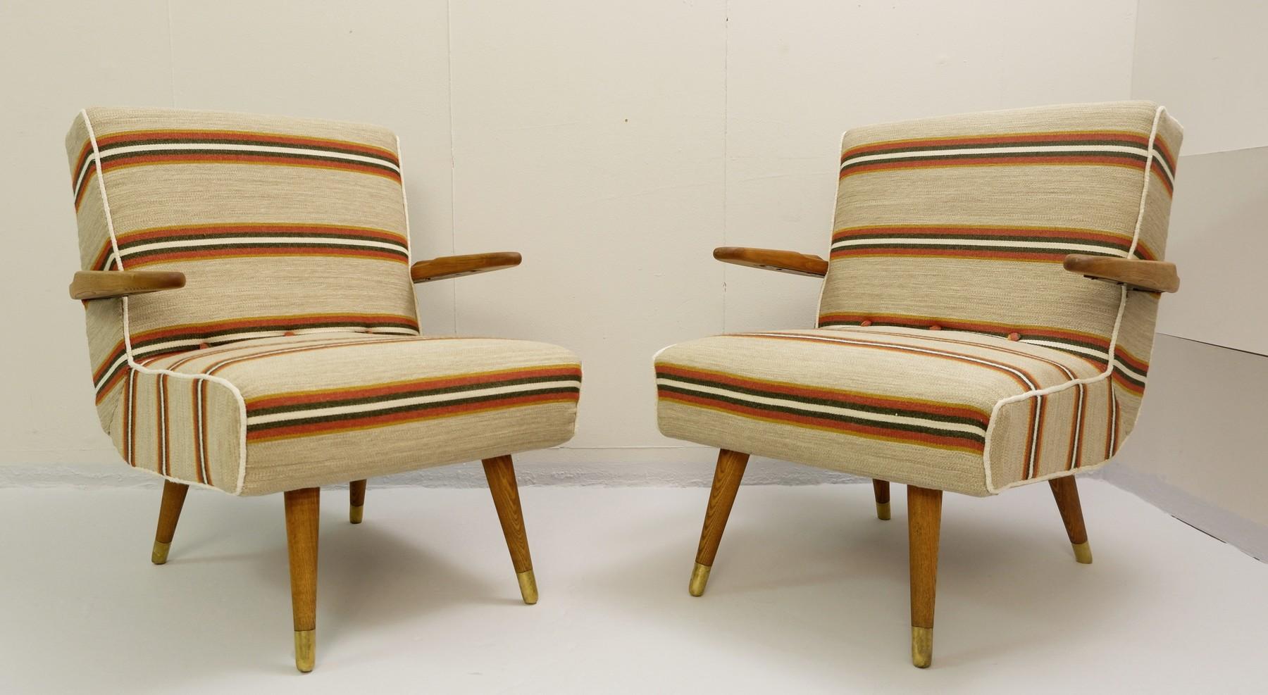 Pair of Hungarian armchairs, new upholstery.