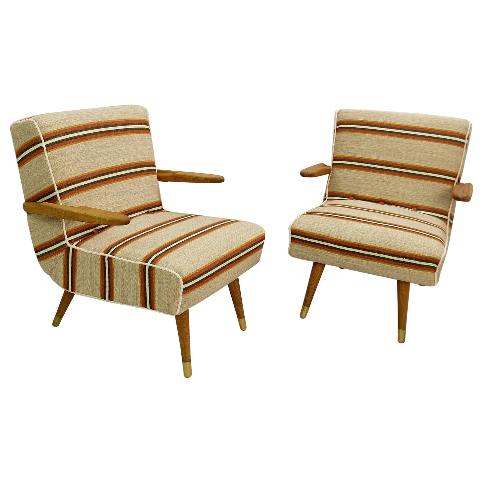 Pair of Hungarian Armchairs, New Upholstery