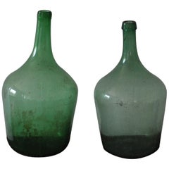 Pair of Hungarian Green Wine Bottles