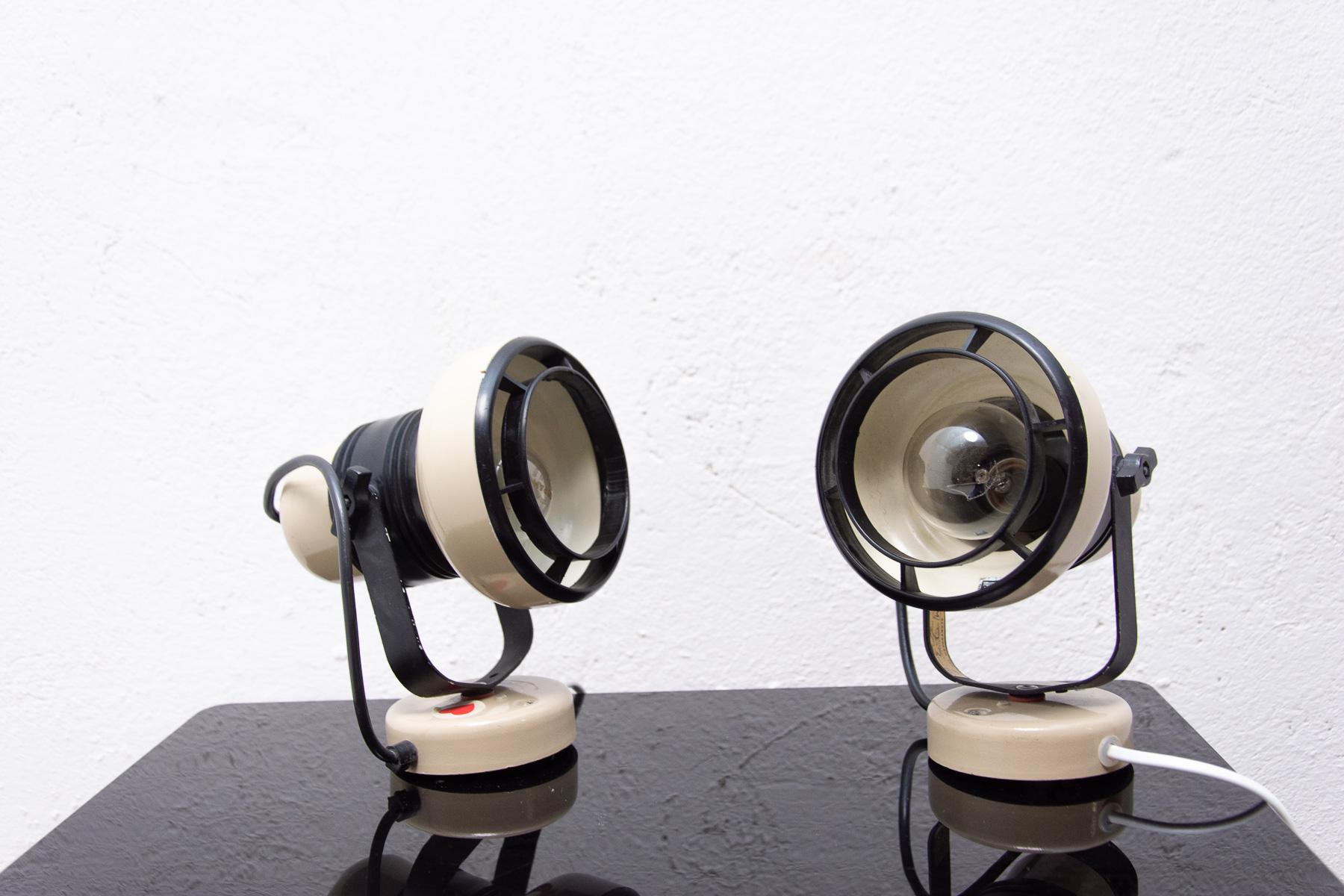 Metal Pair of Hungarian Mid Century Space-Age Positioning Desk Lamps, 1960's For Sale