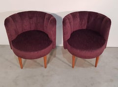 Pair of Hungarian Midcentury Small Upholstered Armchairs