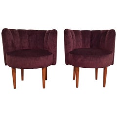 Pair of Hungarian Midcentury Small Upholstered Armchairs