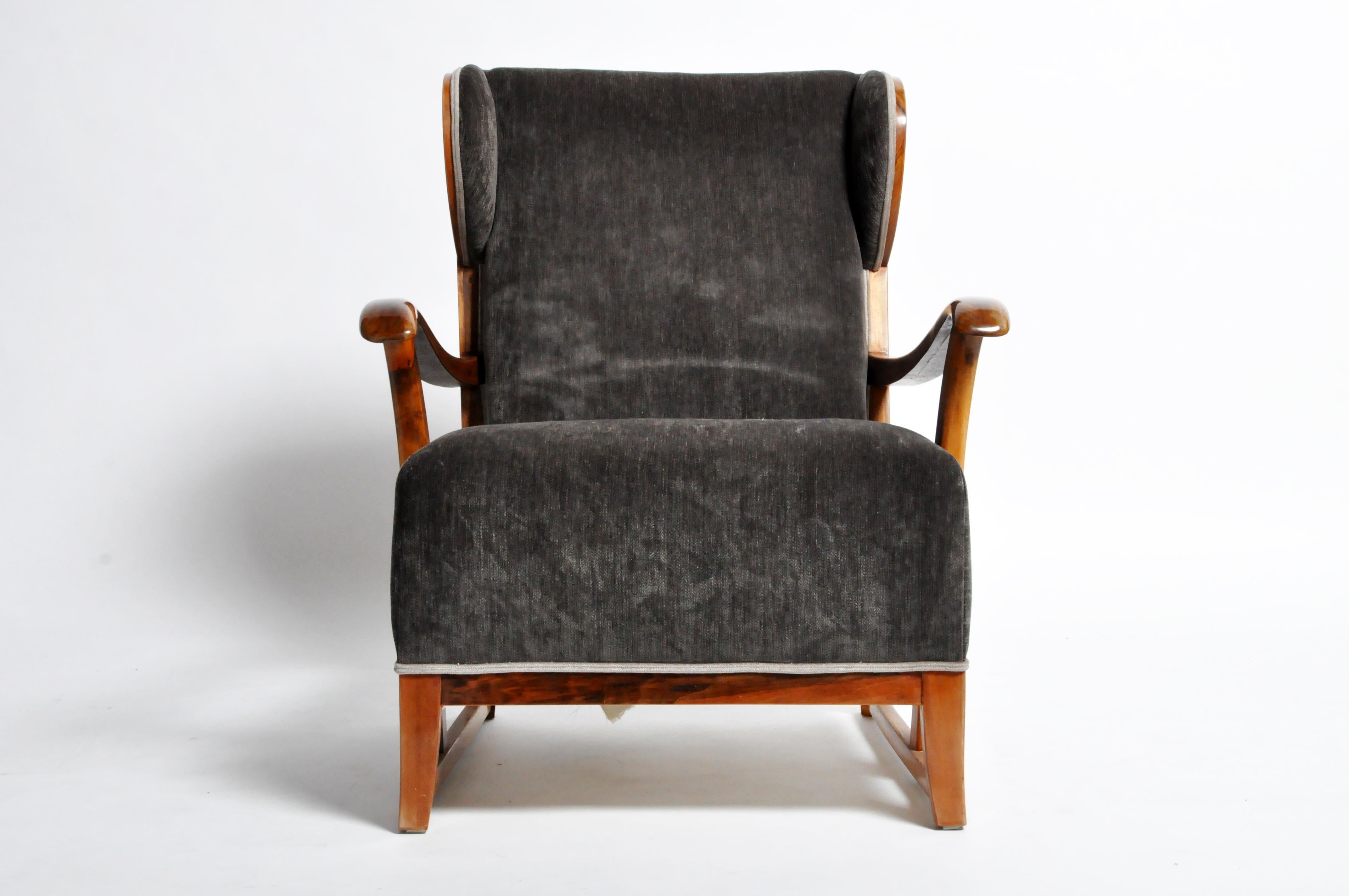 Upholstery Pair of Hungarian Solid Walnut Armchairs