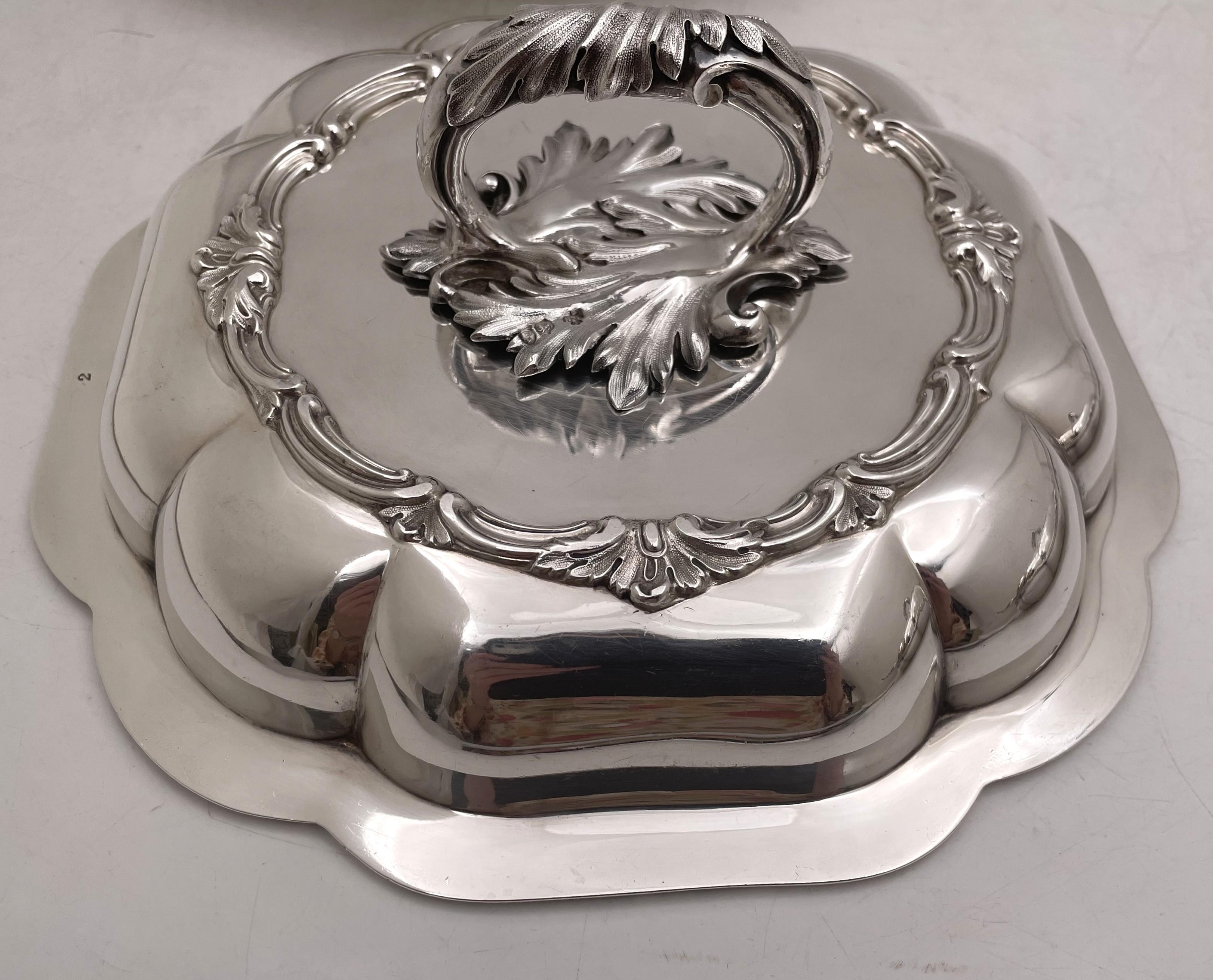 Victorian Pair of Hunt (Assistant to Storr) Sterling Silver 1850 Covered Vegetable Dishes For Sale