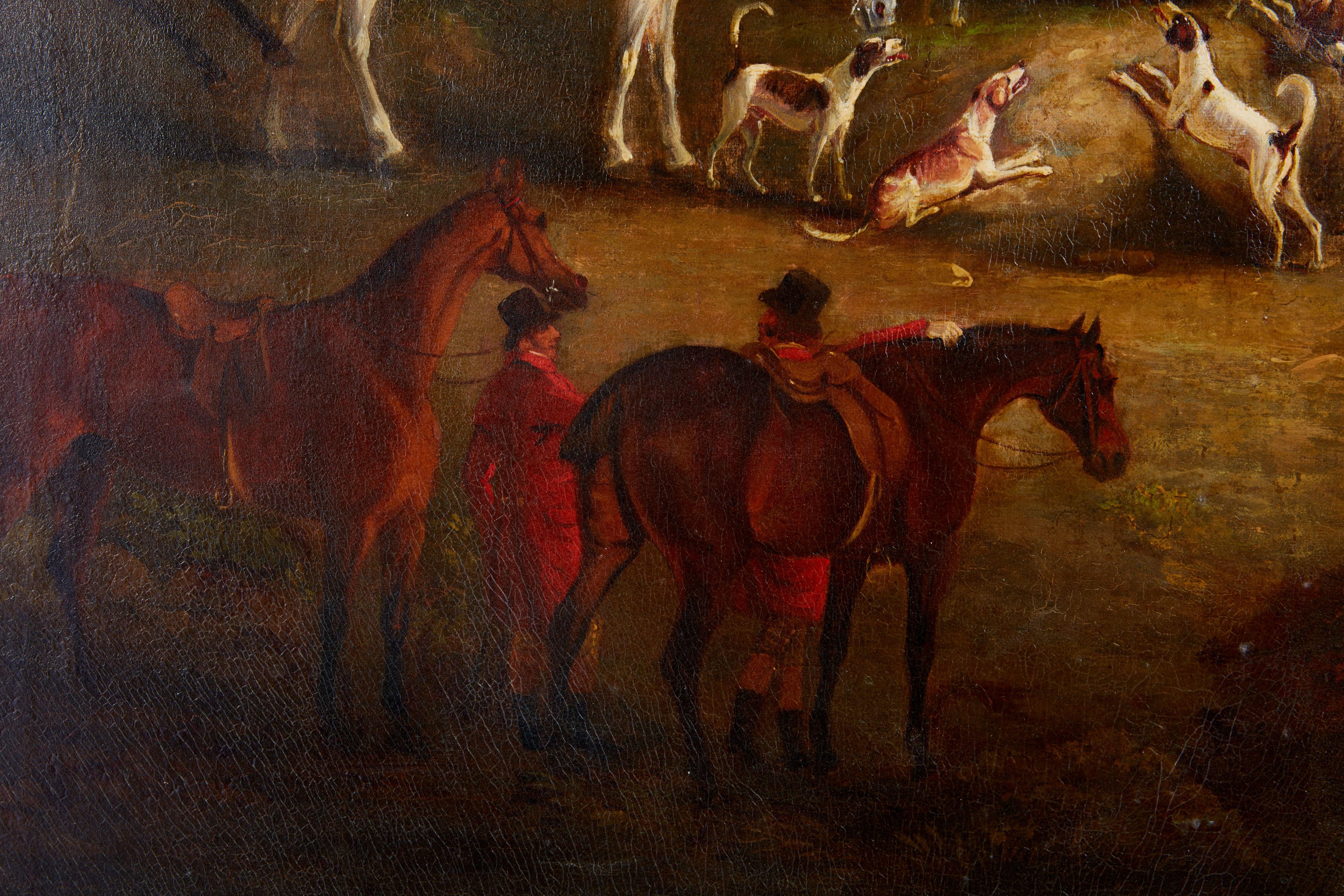 Canvas Pair of Hunt Paintings Attributed to Henry Alken For Sale