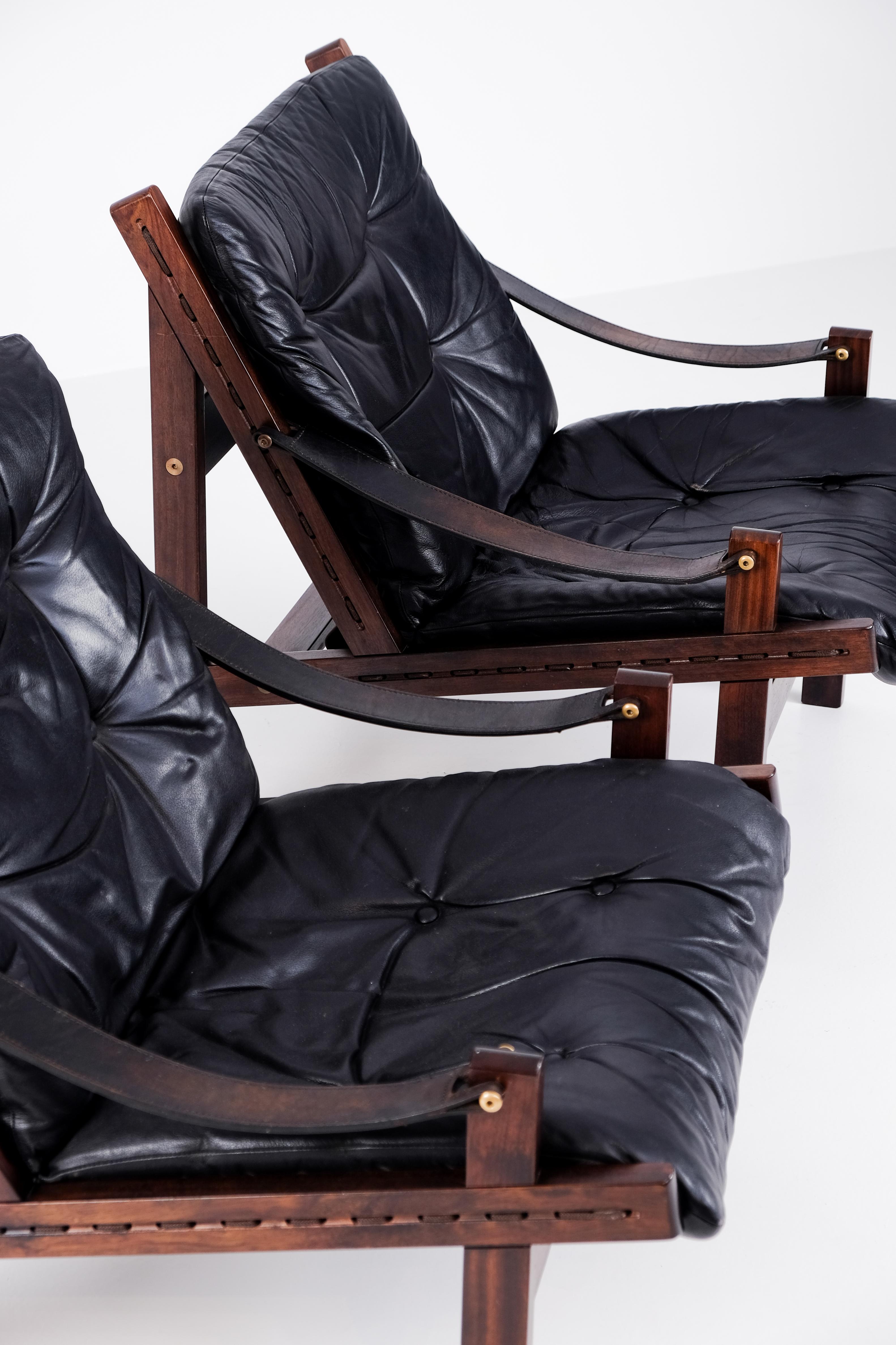 Leather Pair of 'Hunter' Easy Chairs by Torbjørn Afdal, 1960s For Sale