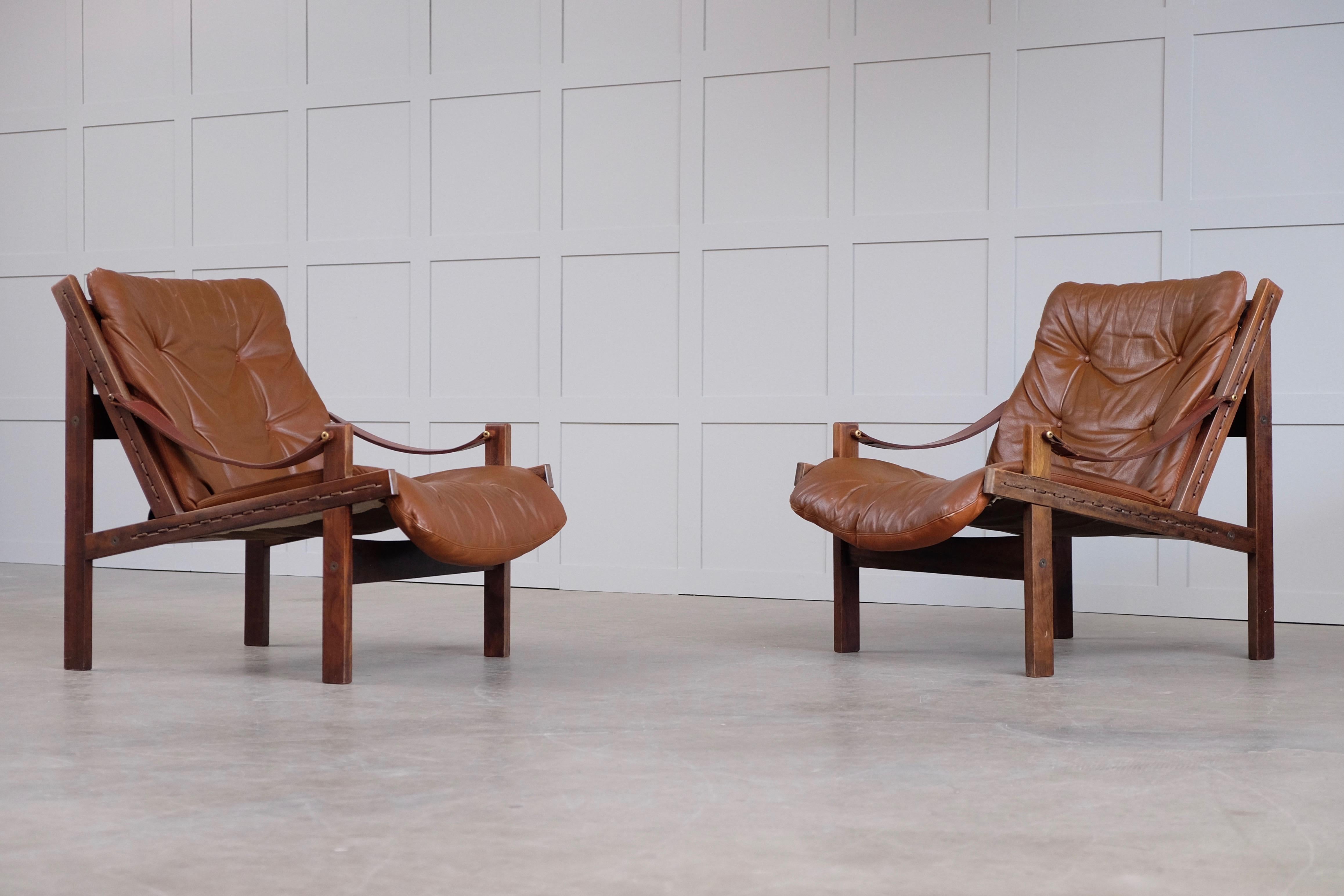 Swedish Pair of Hunter Easy Chairs by Torbjørn Afdal, 1960s