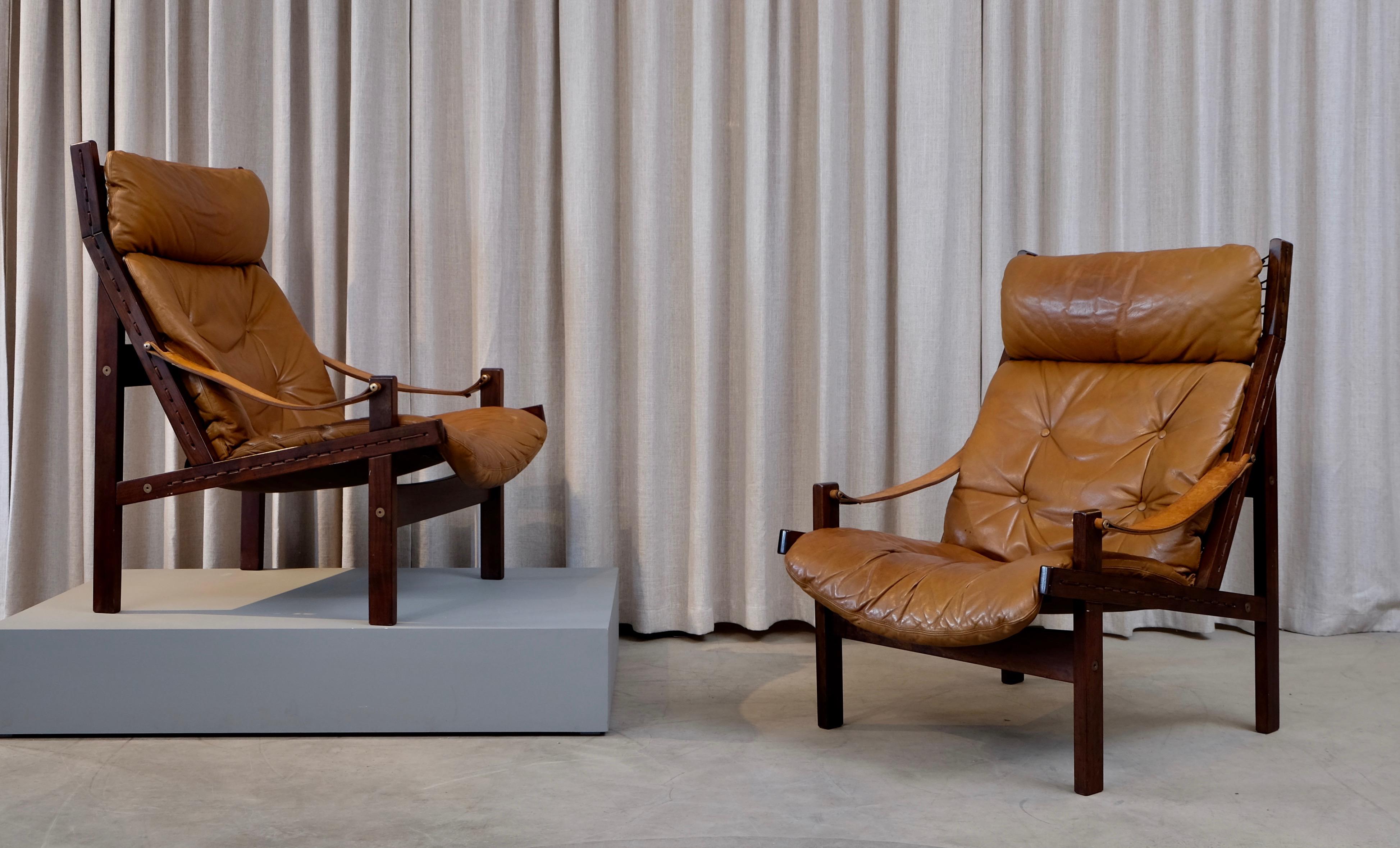 Leather Pair of Hunter Easy Chairs by Torbjørn Afdal, 1960s