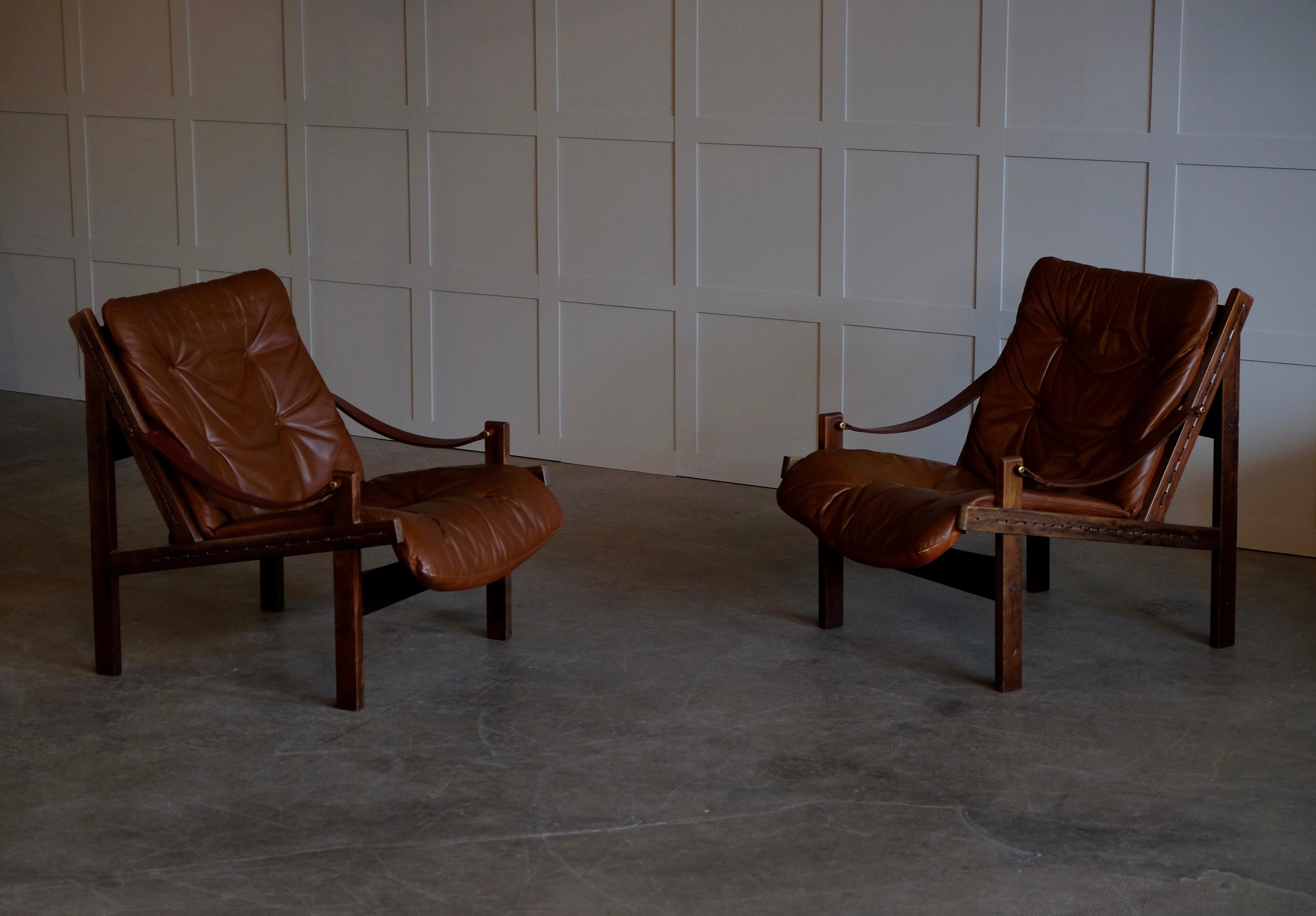 Leather Pair of Hunter Easy Chairs by Torbjørn Afdal, 1960s