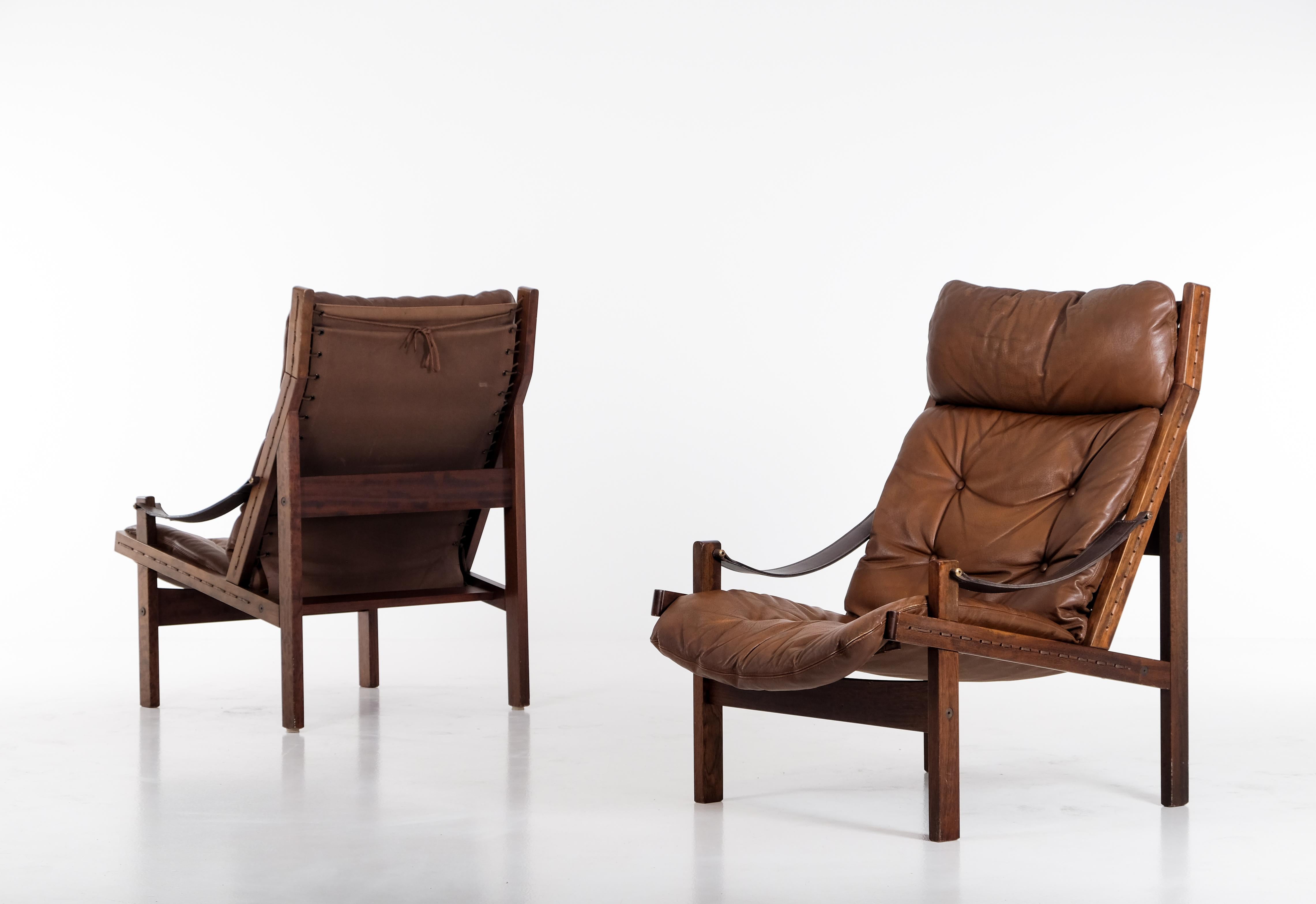 Scandinave moderne Paire de fauteuils Hunter Easy Chairs par Torbjørn Afdal, 1970 en vente