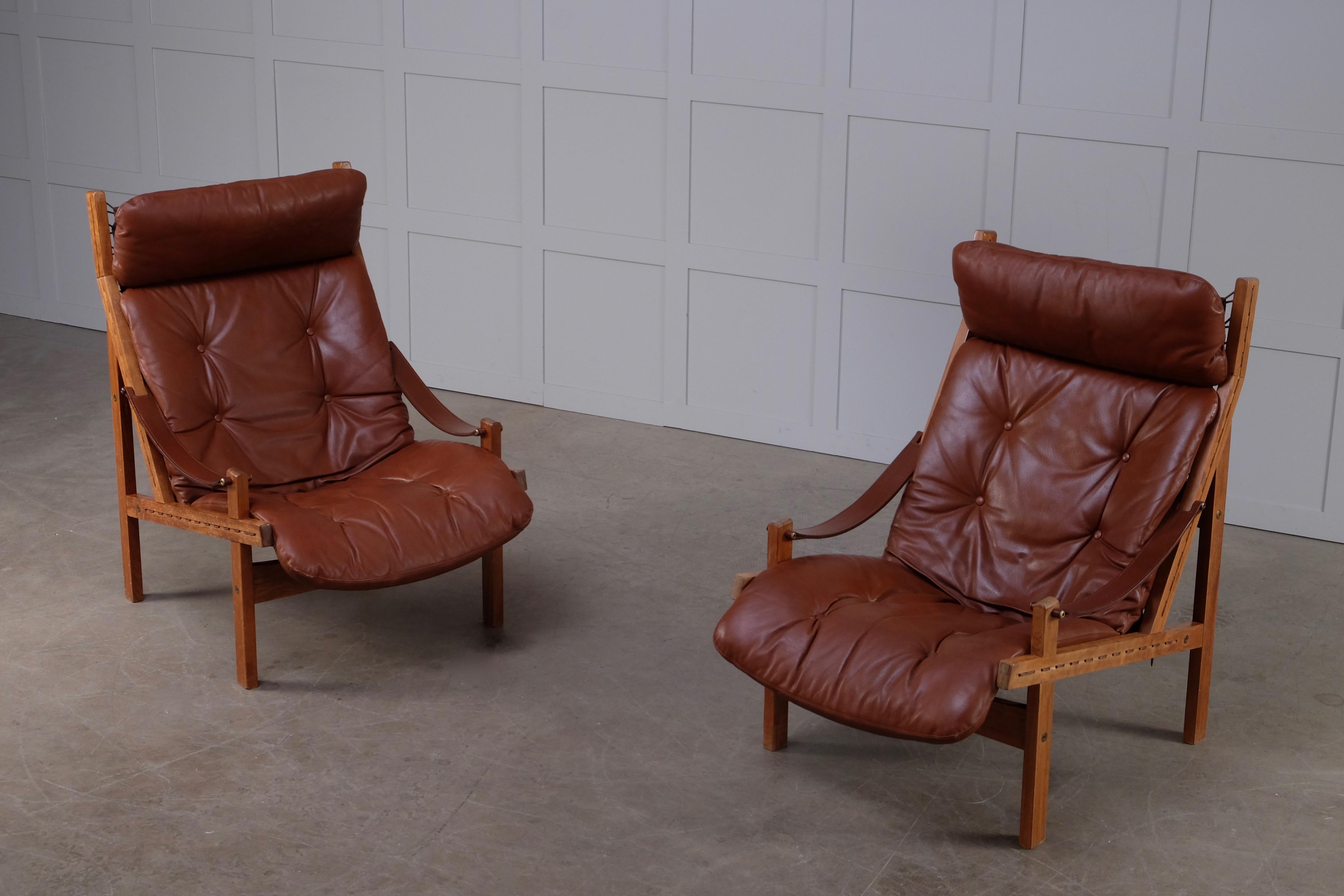 Swedish Pair of Hunter Easy Chairs by Torbjørn Afdal, 1970s For Sale