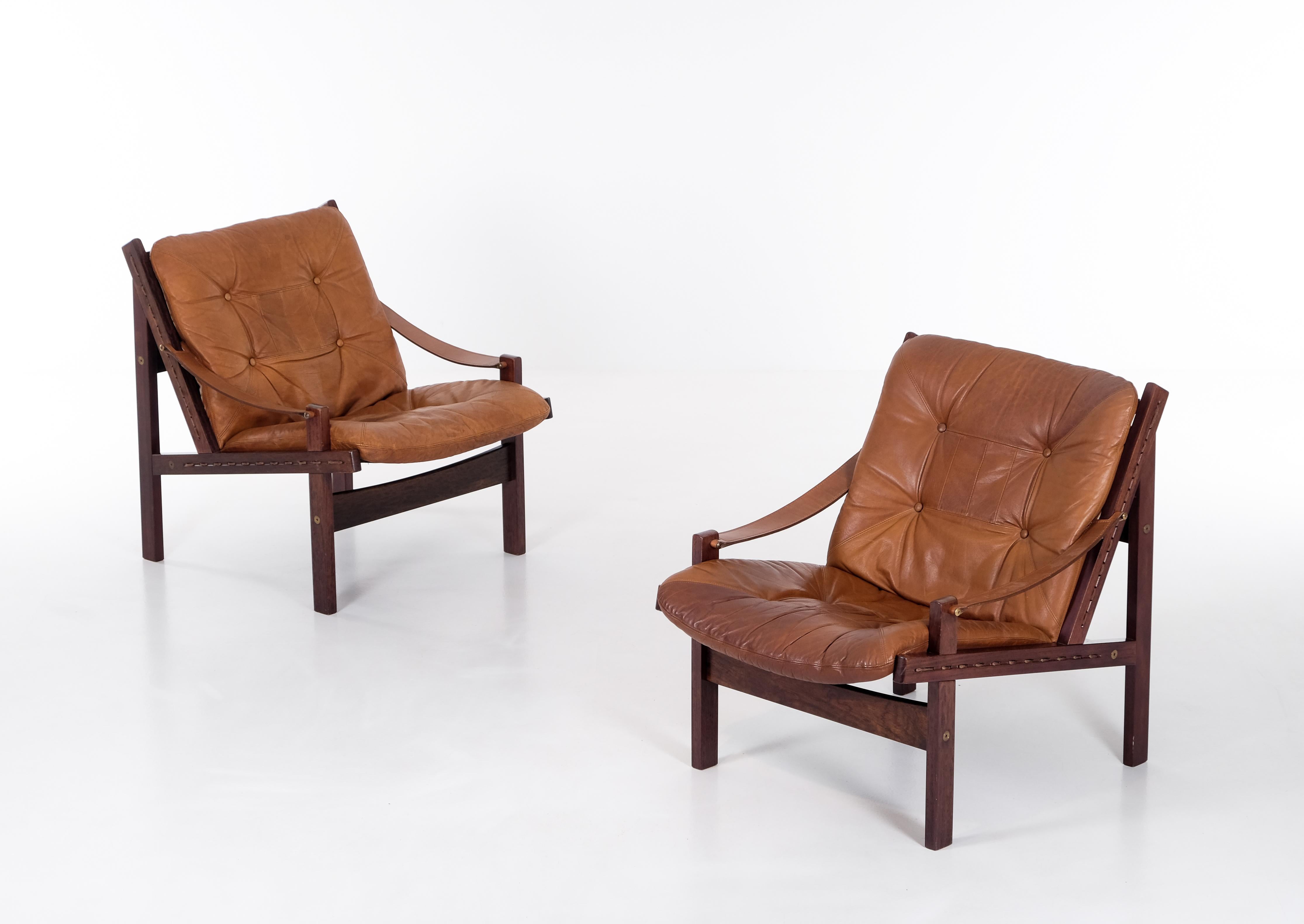Paar 'Hunter' Sessel von Torbjørn Afdal, 1970er Jahre (Leder) im Angebot